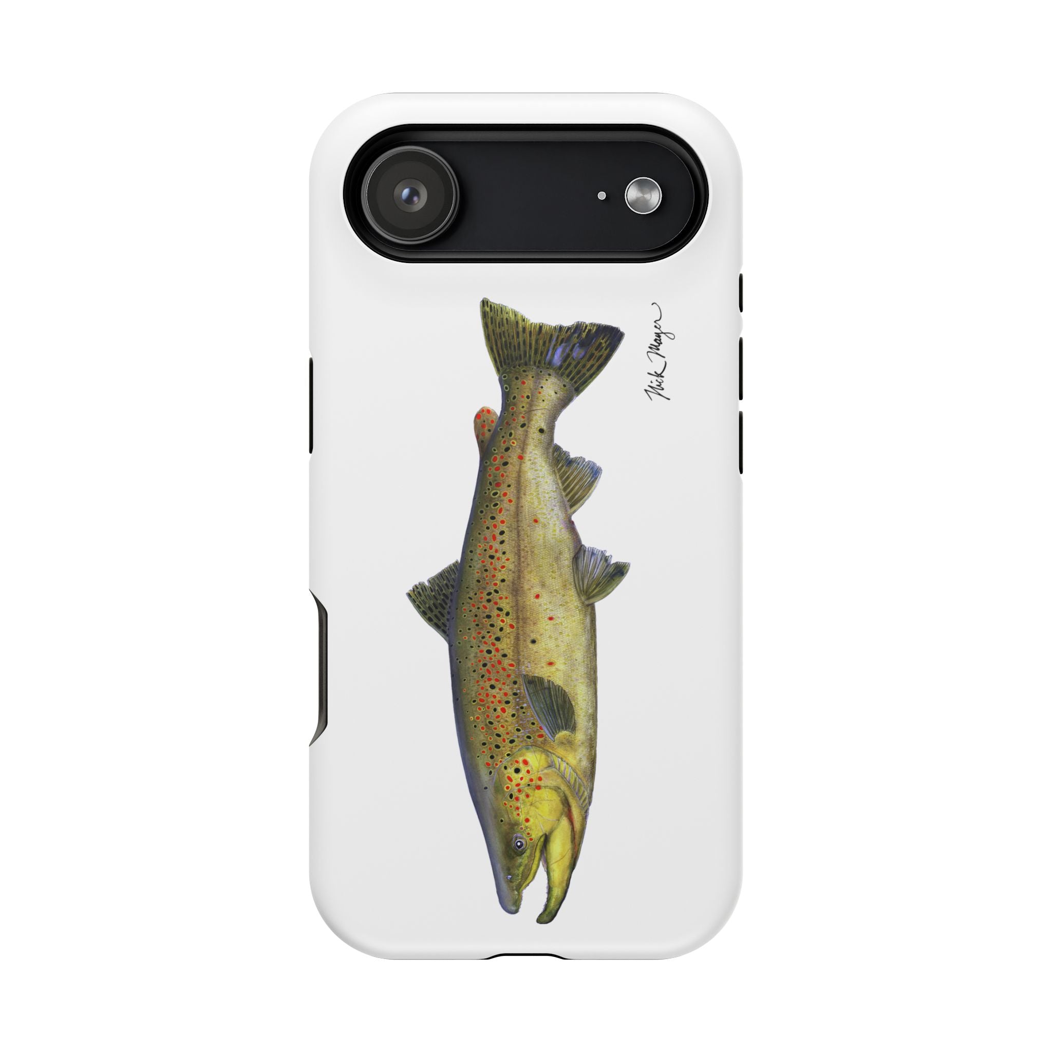 Brown Trout MagSafe White iPhone Case
