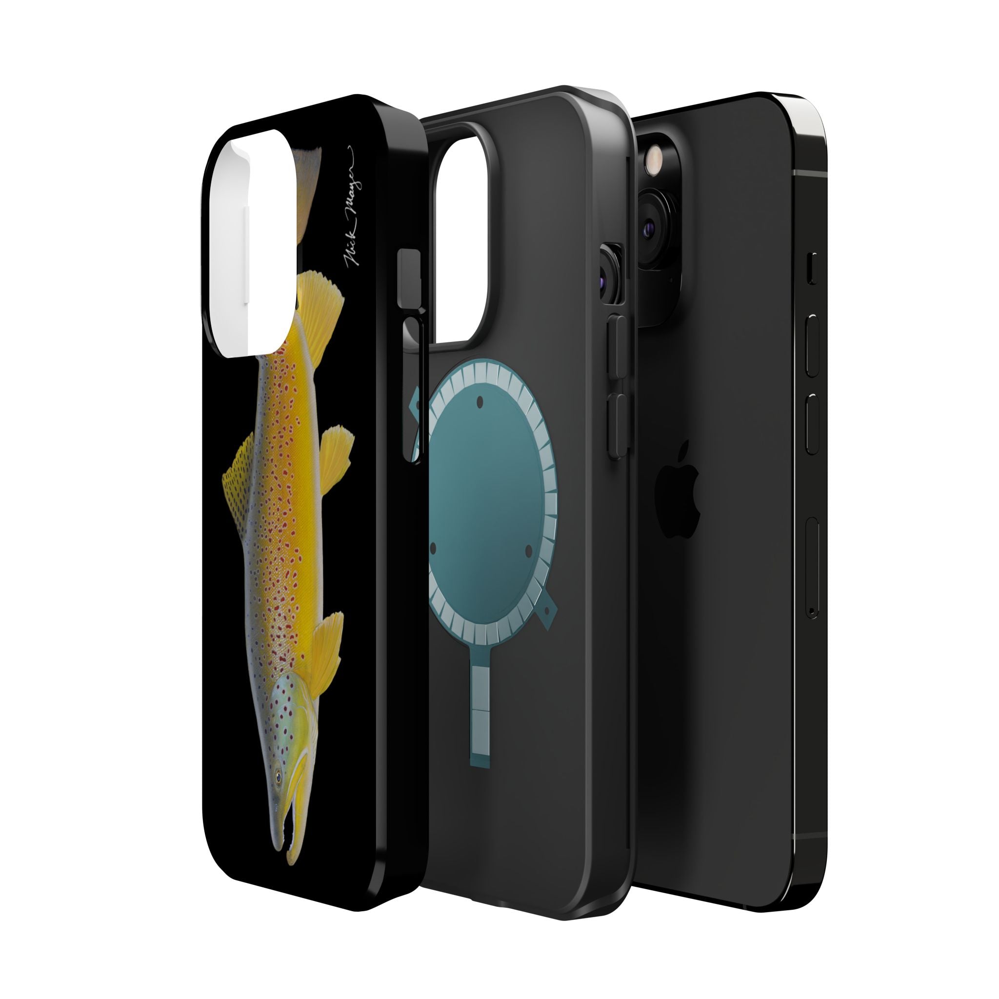 Brown Trout 3 Black MagSafe iPhone Case