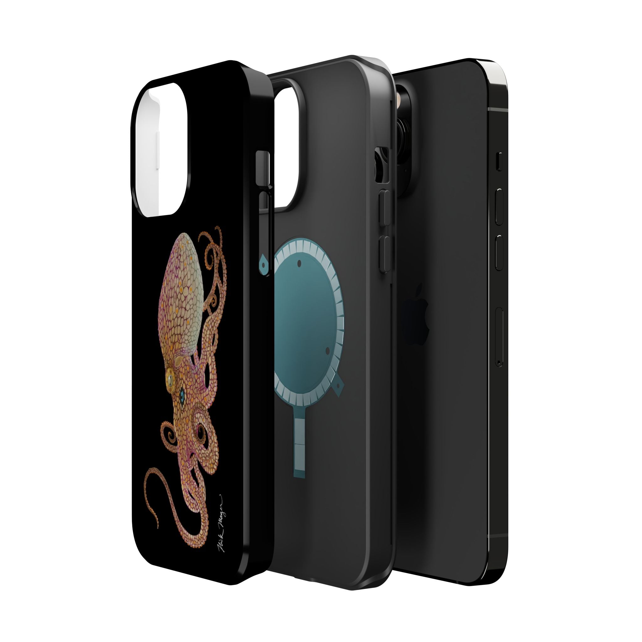 Two Spot Octopus MagSafe Black iPhone Case