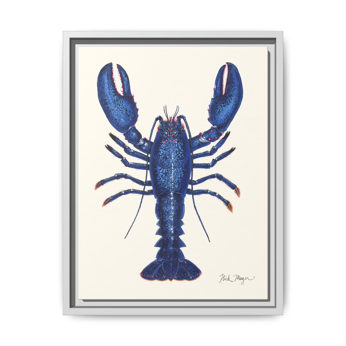 Blue Lobster II Framed Canvas Print Printify