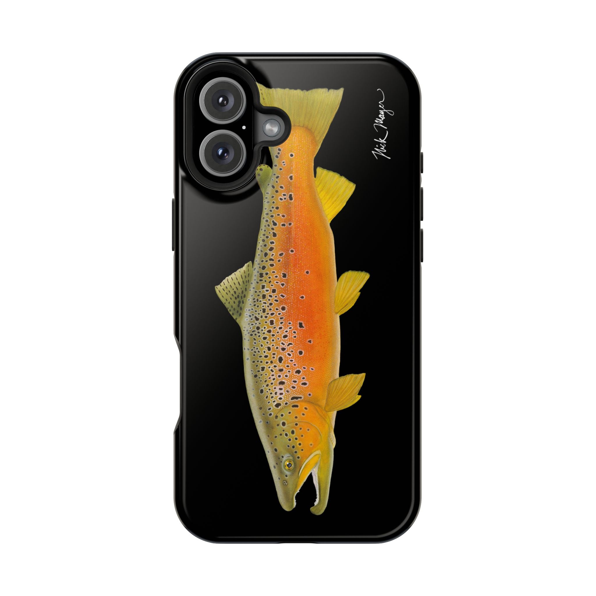 Brown Trout 2 Black MagSafe iPhone Case, NEW for Holiday 2025!