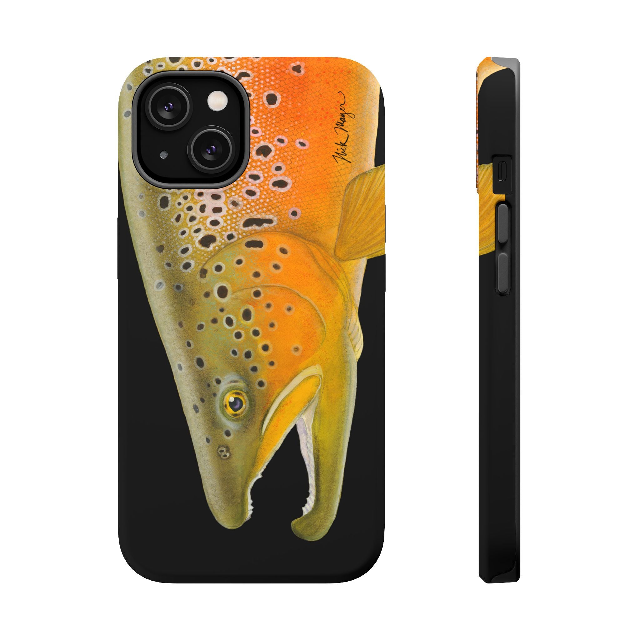 Brown Trout 2 Black MagSafe iPhone Case