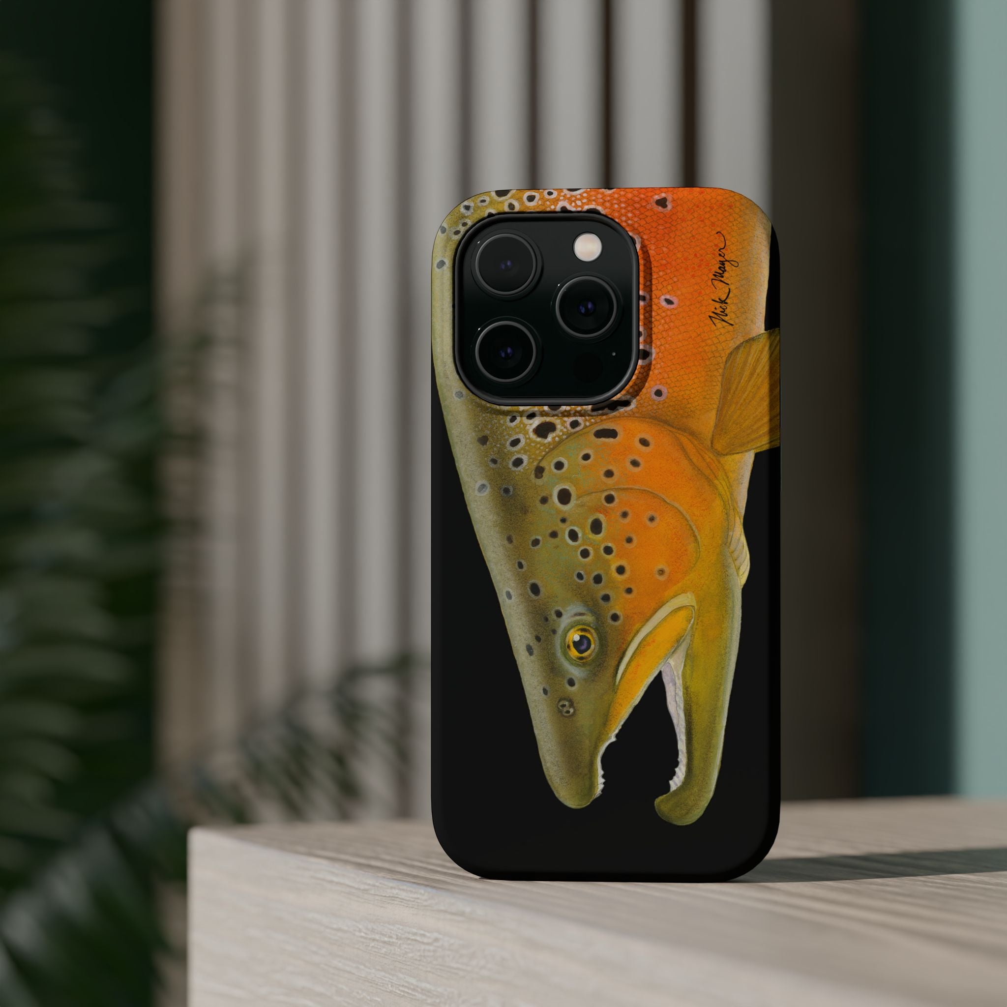 Brown Trout 2 Black MagSafe iPhone Case