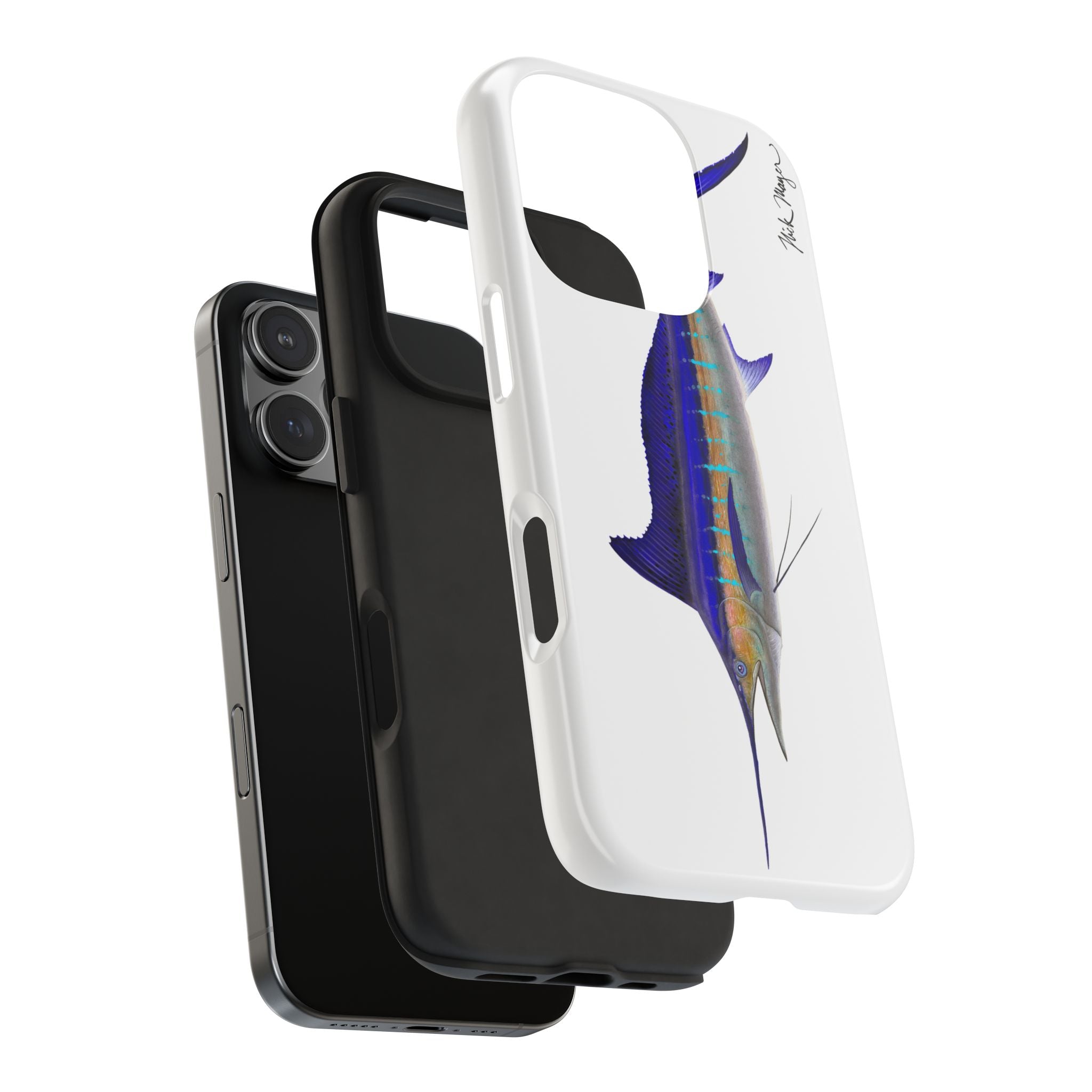 Striped Marlin White Phone Case (iPhone)