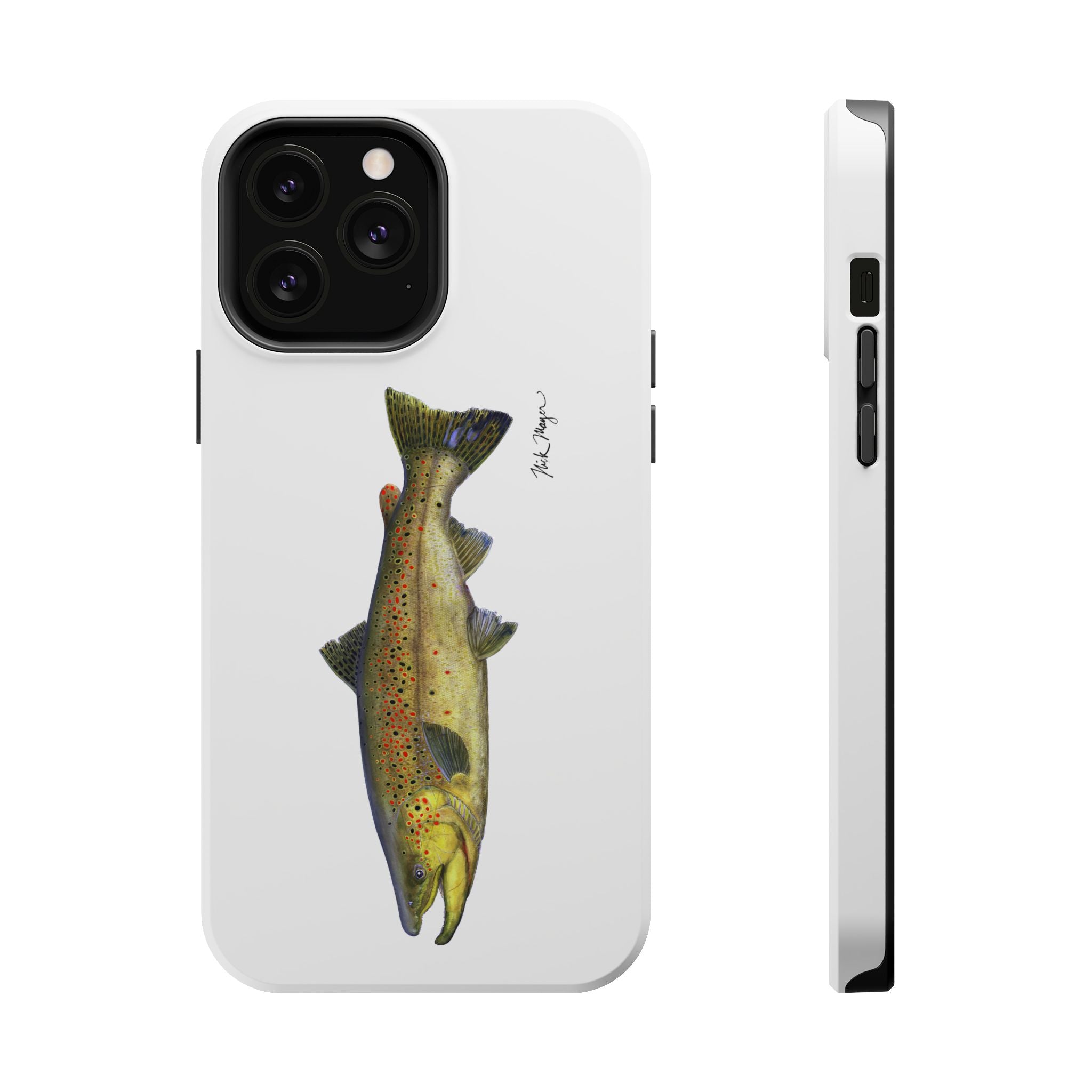 Brown Trout MagSafe White iPhone Case