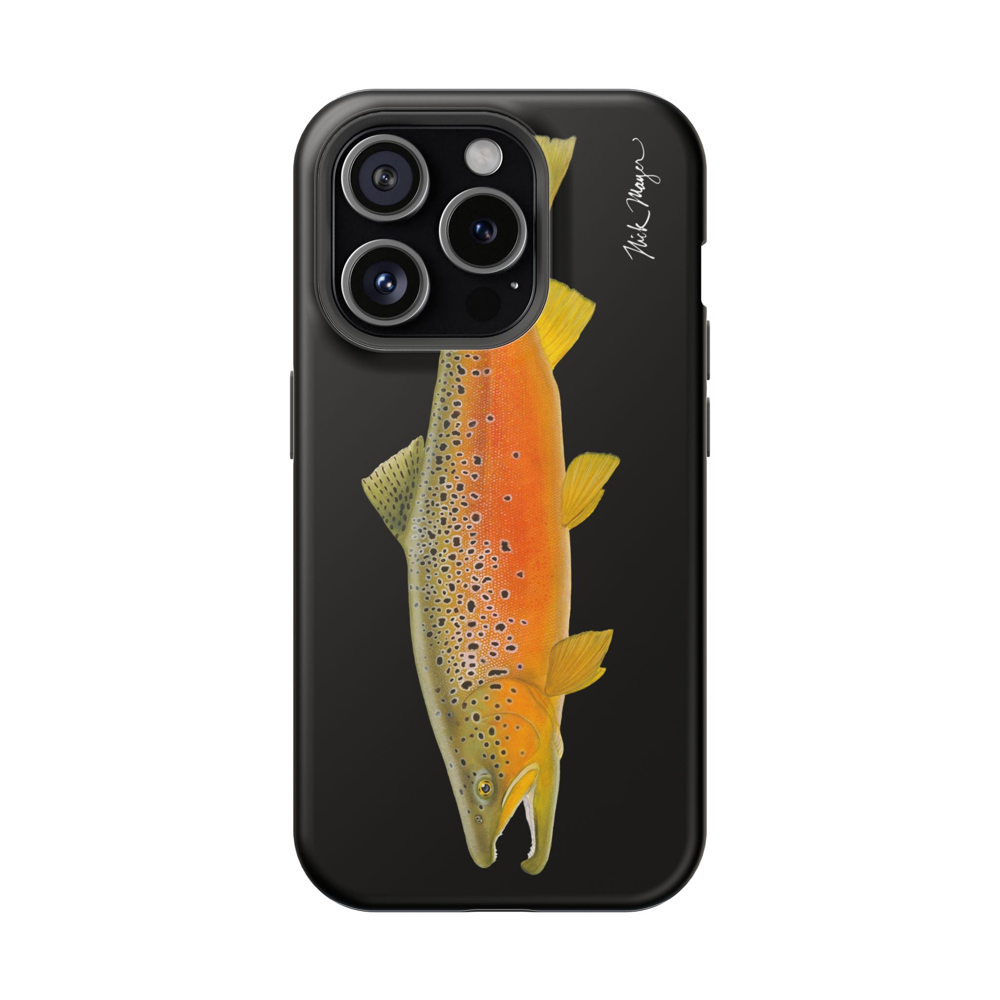 Brown Trout 2 Black MagSafe iPhone Case, NEW for Holiday 2025!