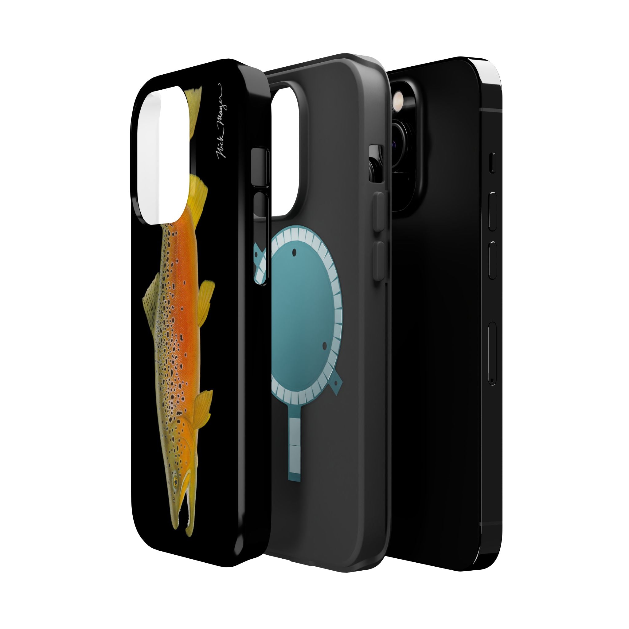 Brown Trout 2 Black MagSafe iPhone Case, NEW for Holiday 2025!