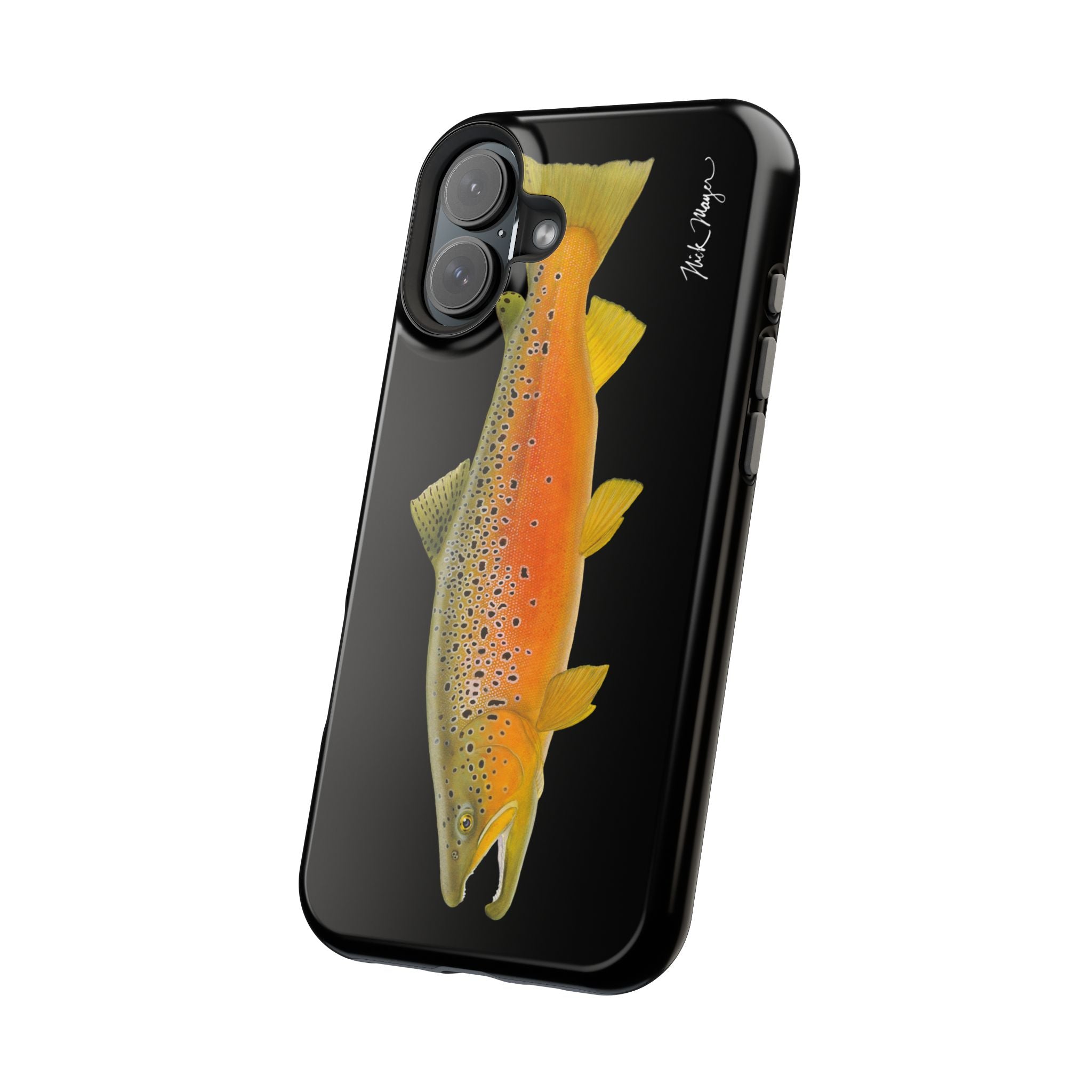 Brown Trout 2 Black MagSafe iPhone Case, NEW for Holiday 2025!
