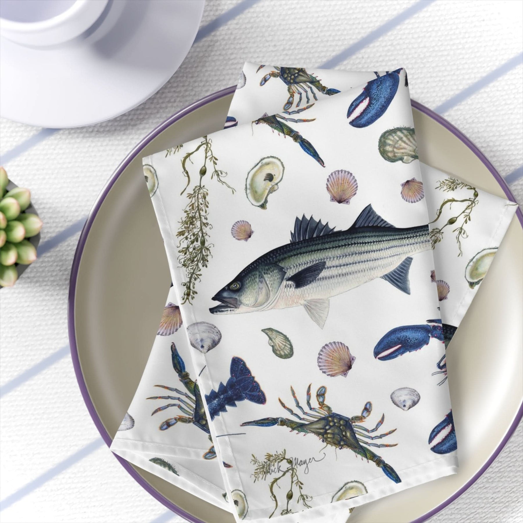 NE Seafood 4 Piece Cloth Napkin Set