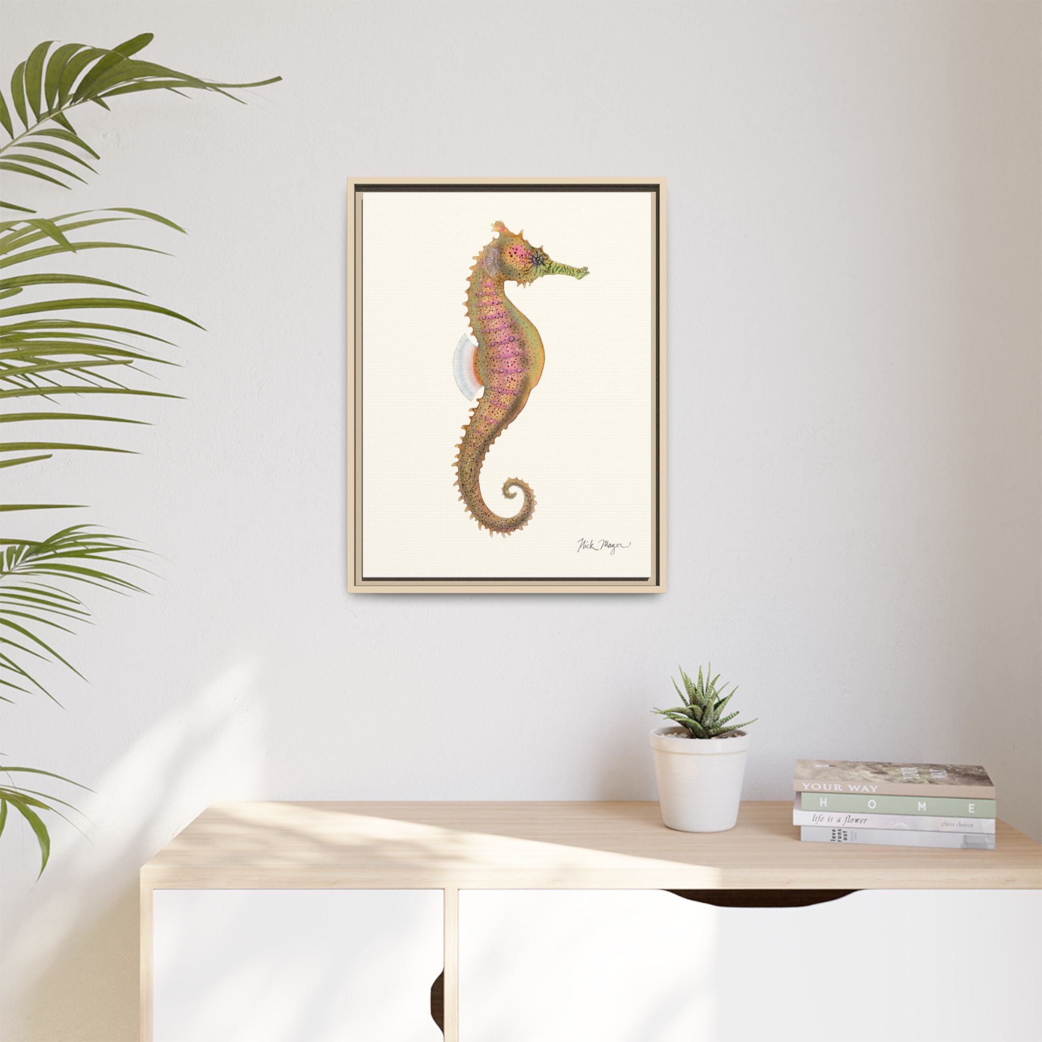 Estuary Seahorse Framed Canvas Print Printify