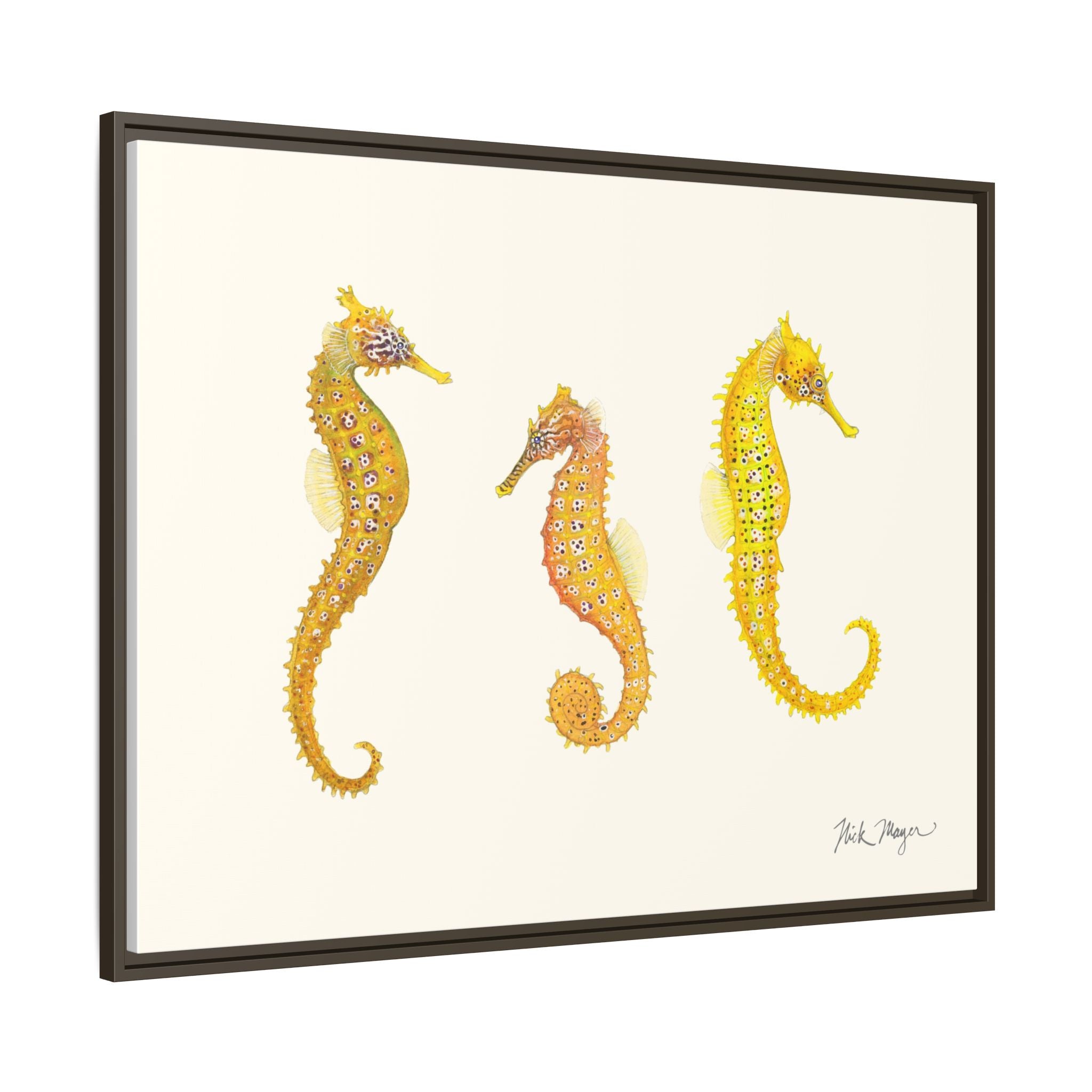 Giant Seahorse Trio Framed Canvas Print Printify