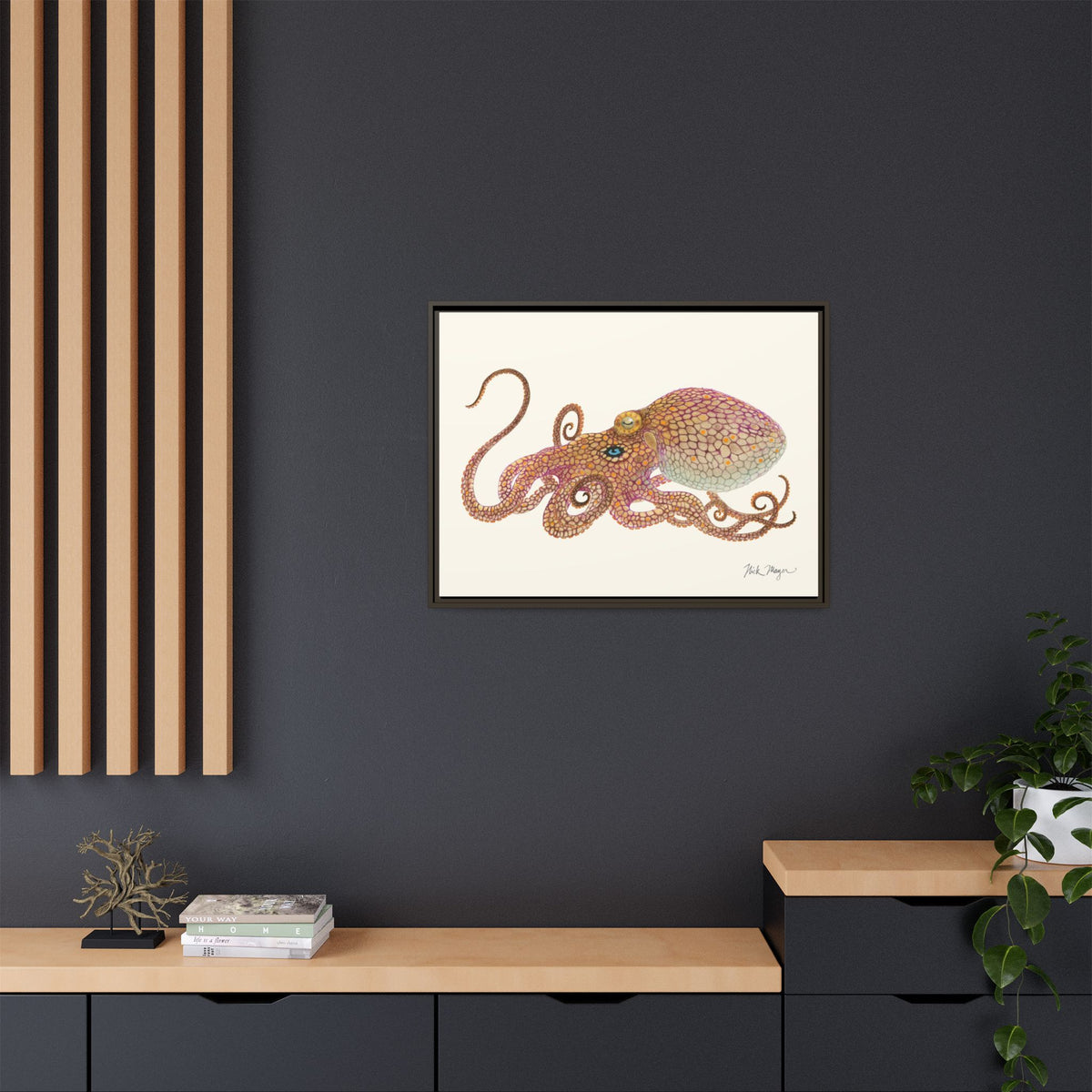 Two Spot Octopus Framed Canvas Print Printify