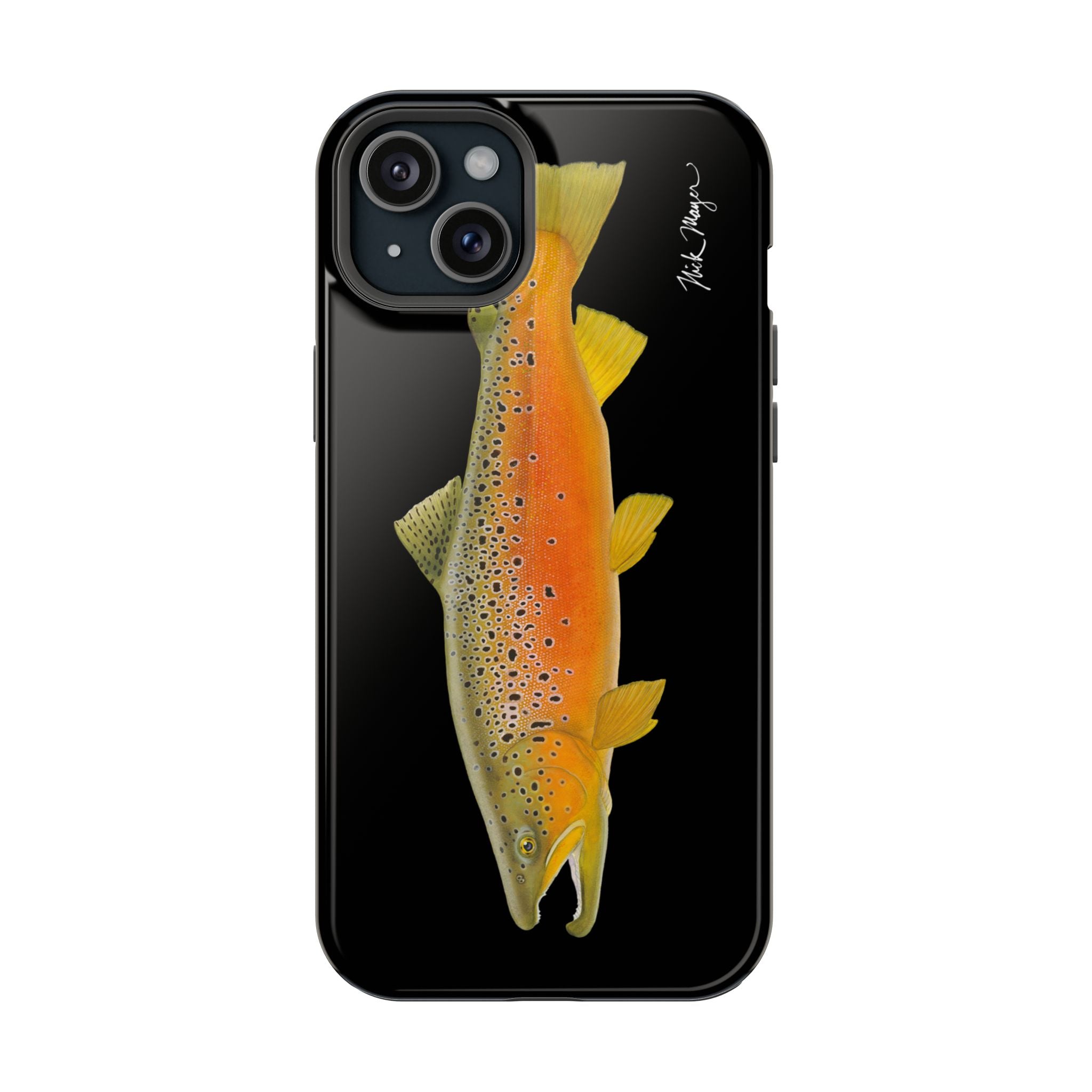 Brown Trout 2 Black MagSafe iPhone Case, NEW for Holiday 2025!
