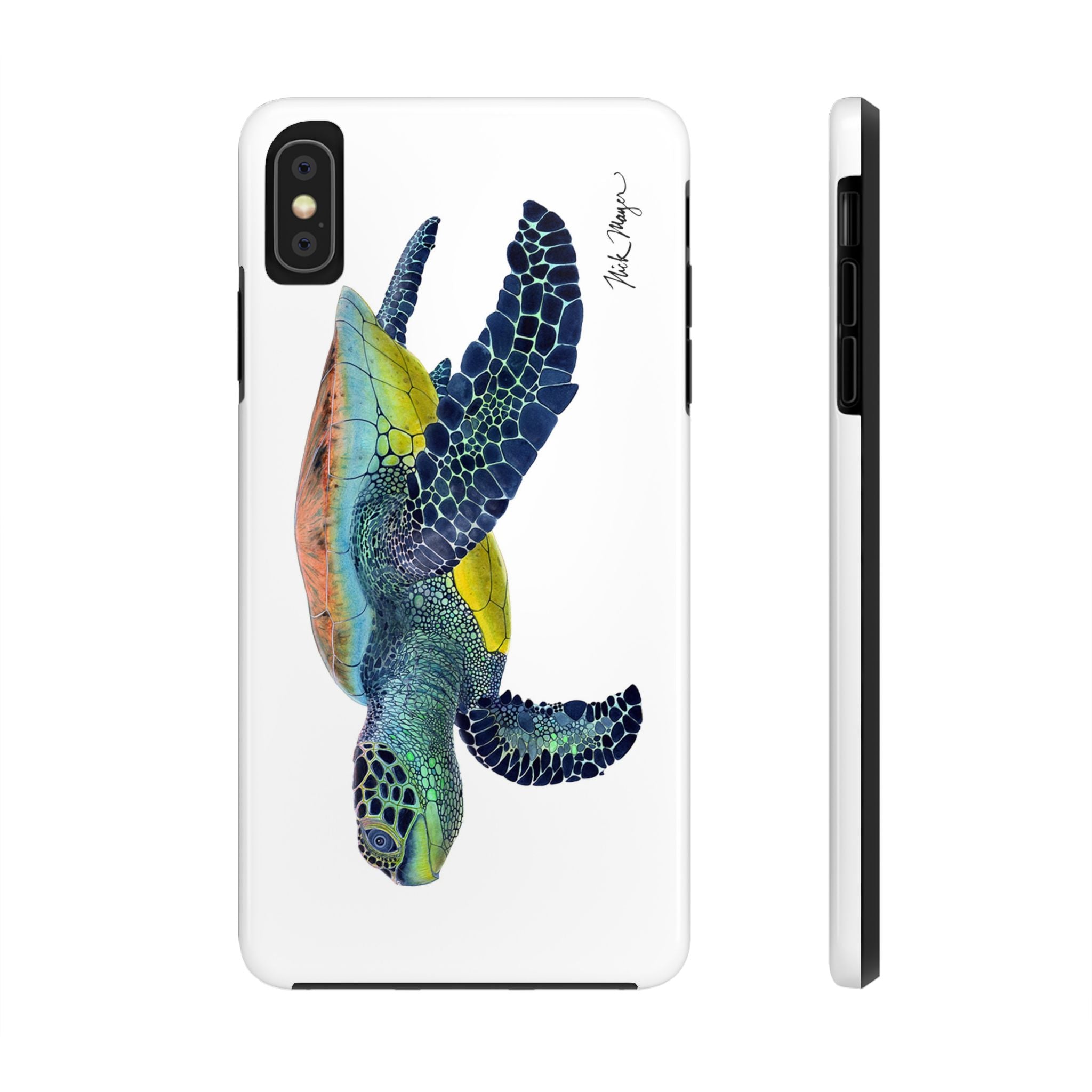 Green Sea Turtle II White Phone Case (iPhone)