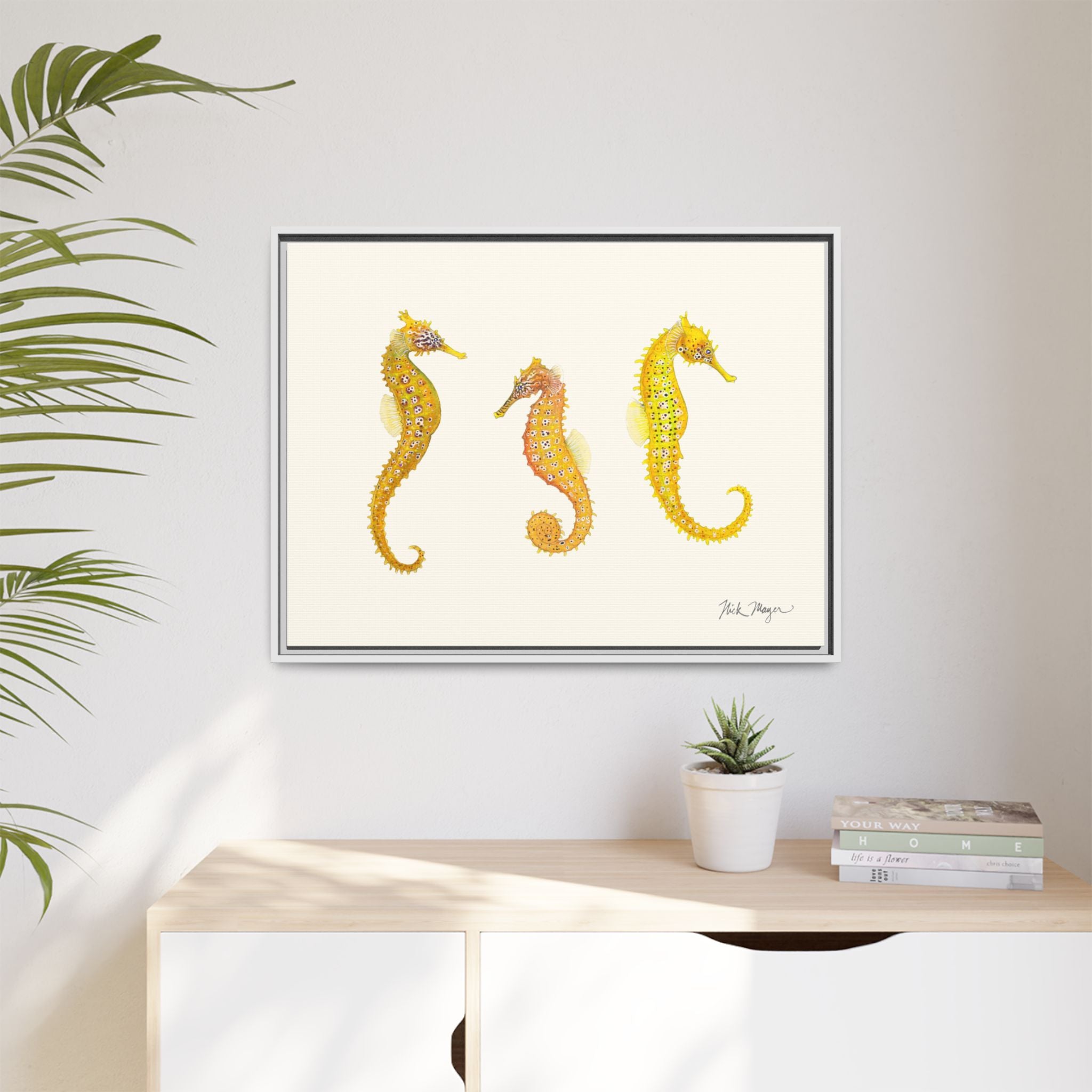 Giant Seahorse Trio Framed Canvas Print Printify