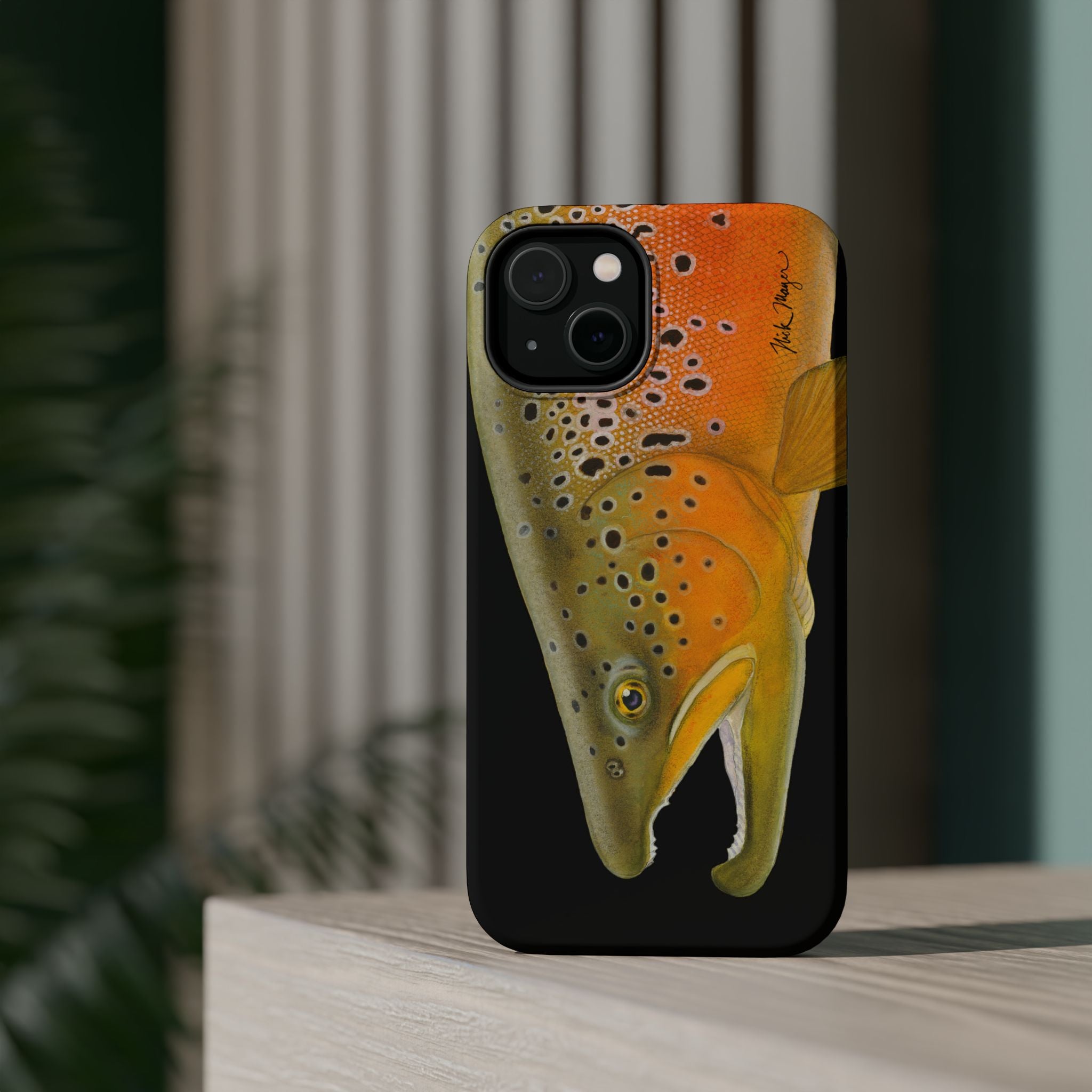 Brown Trout 2 Black MagSafe iPhone Case
