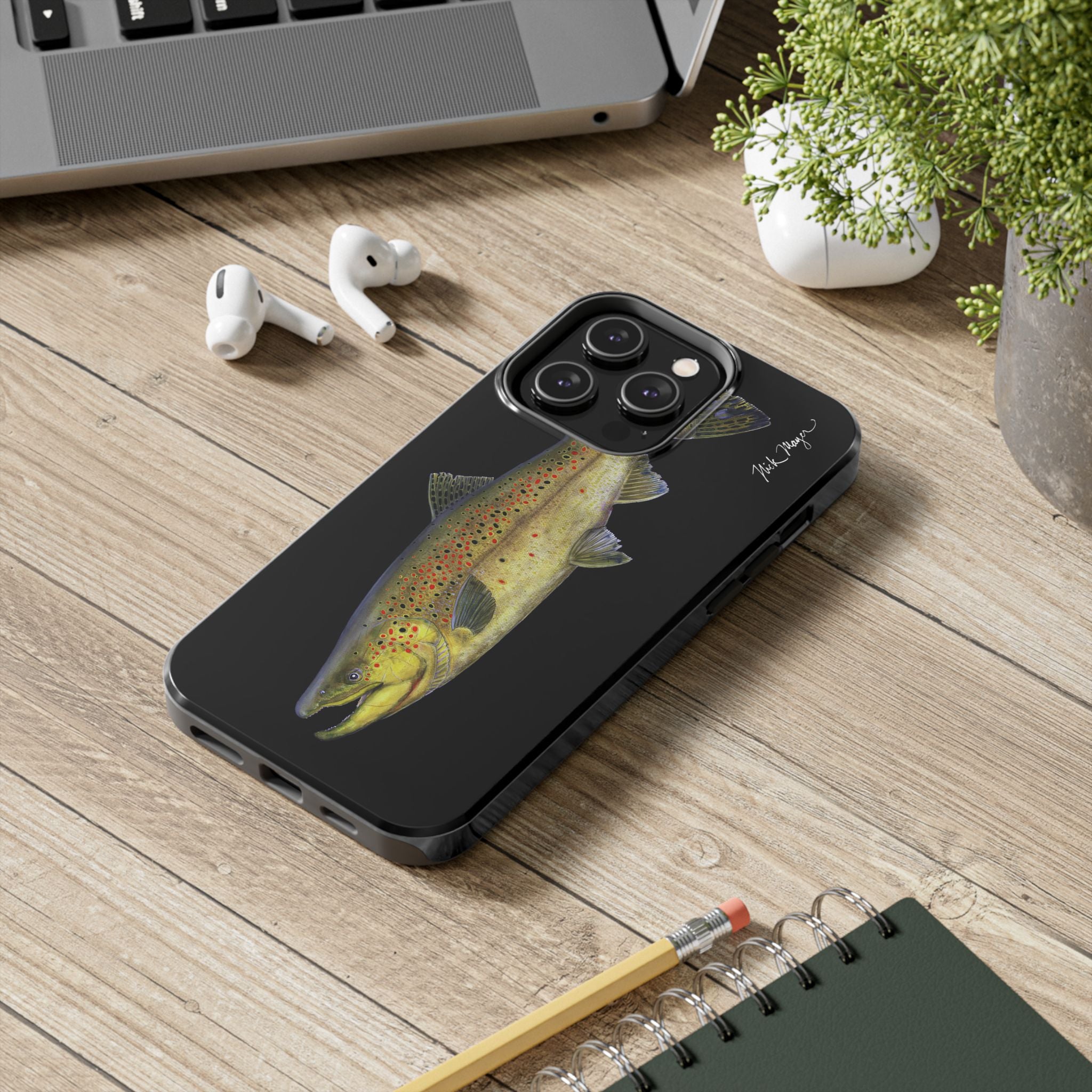 Brown Trout Black Phone Case (iPhone)
