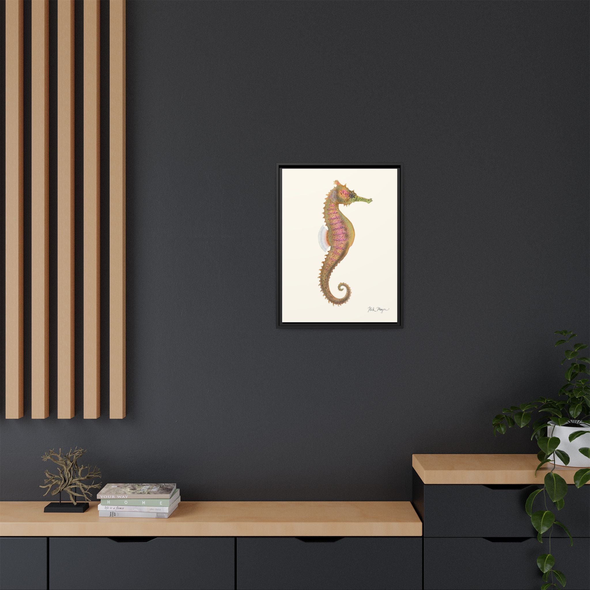 Estuary Seahorse Framed Canvas Print Printify