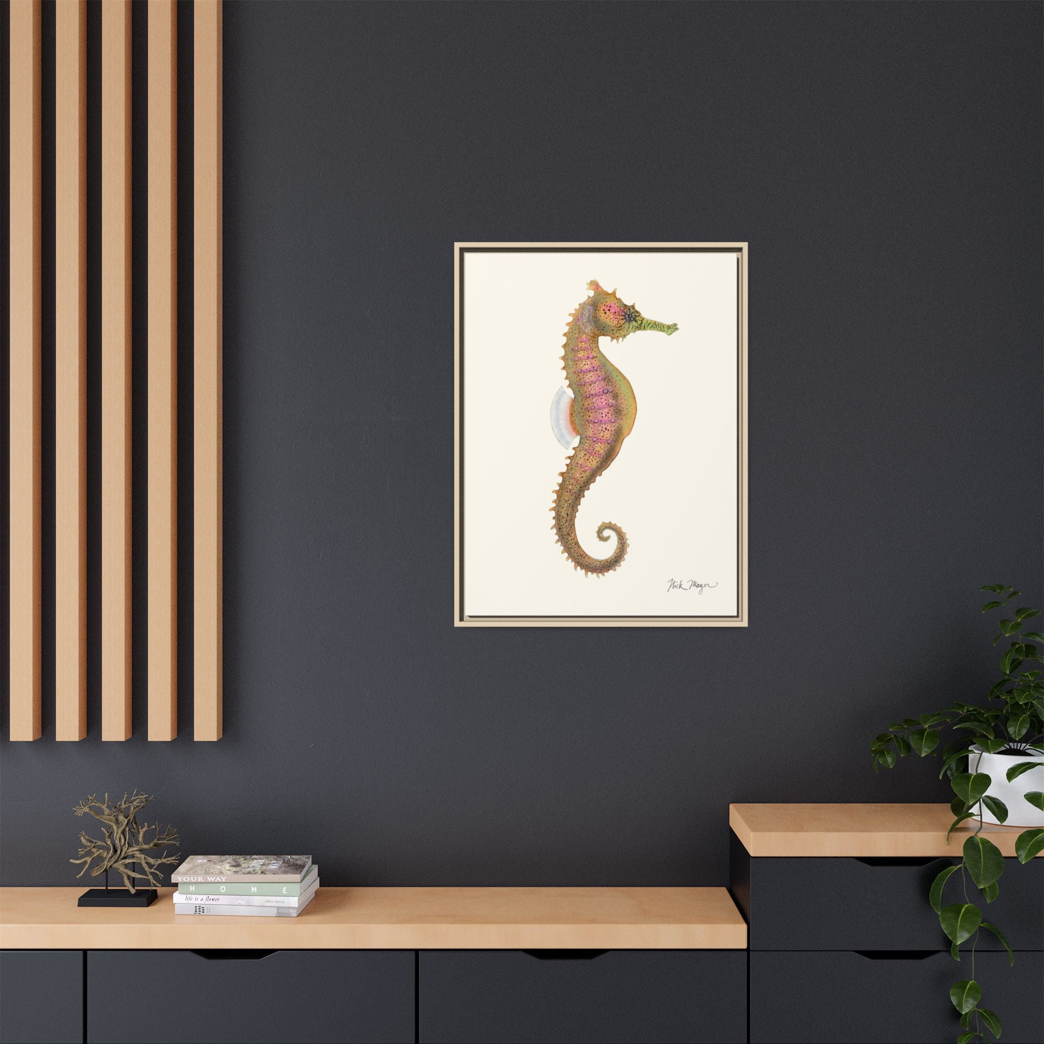 Estuary Seahorse Framed Canvas Print Printify