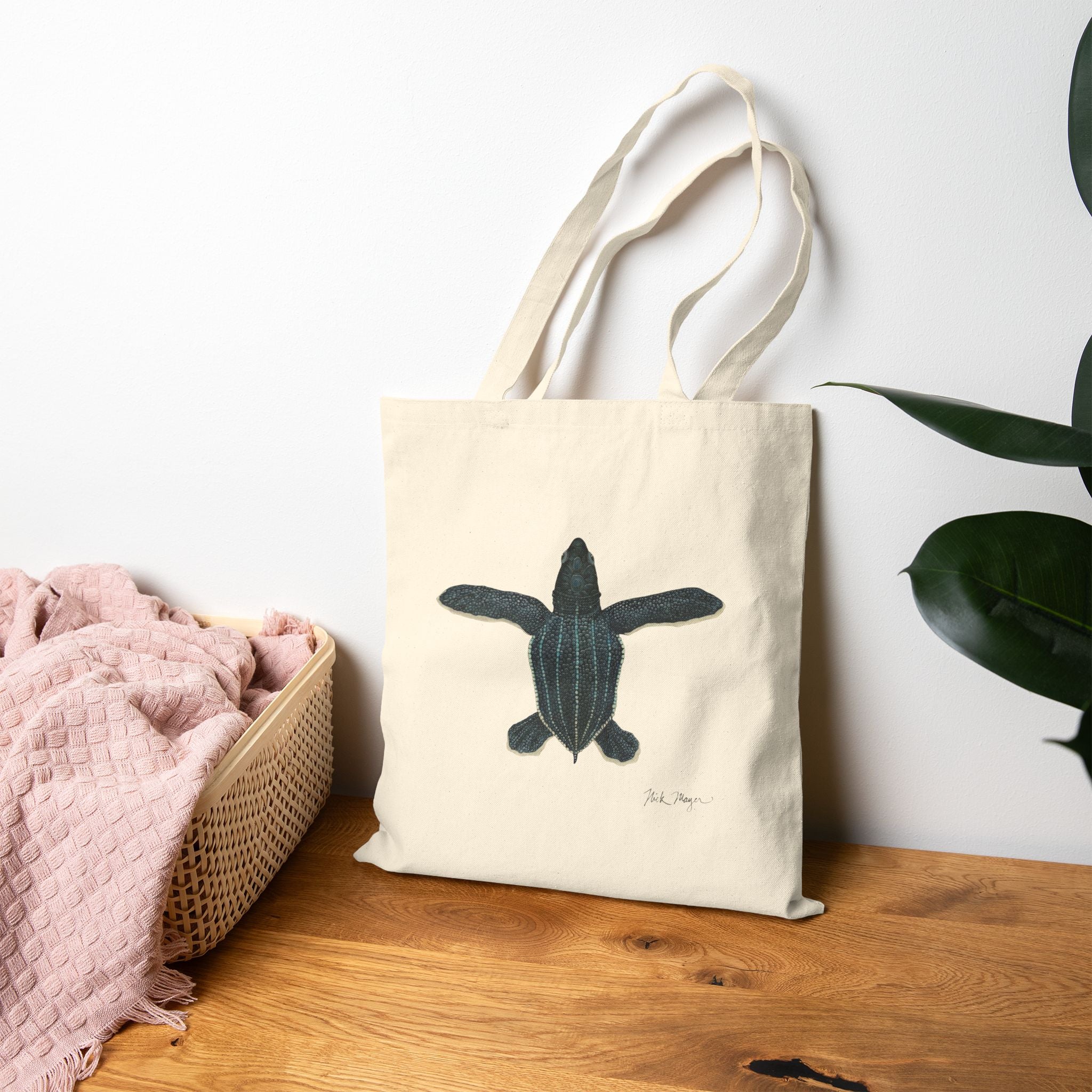 Leatherback Sea Turtle Hatchling Cotton Canvas Tote Bag