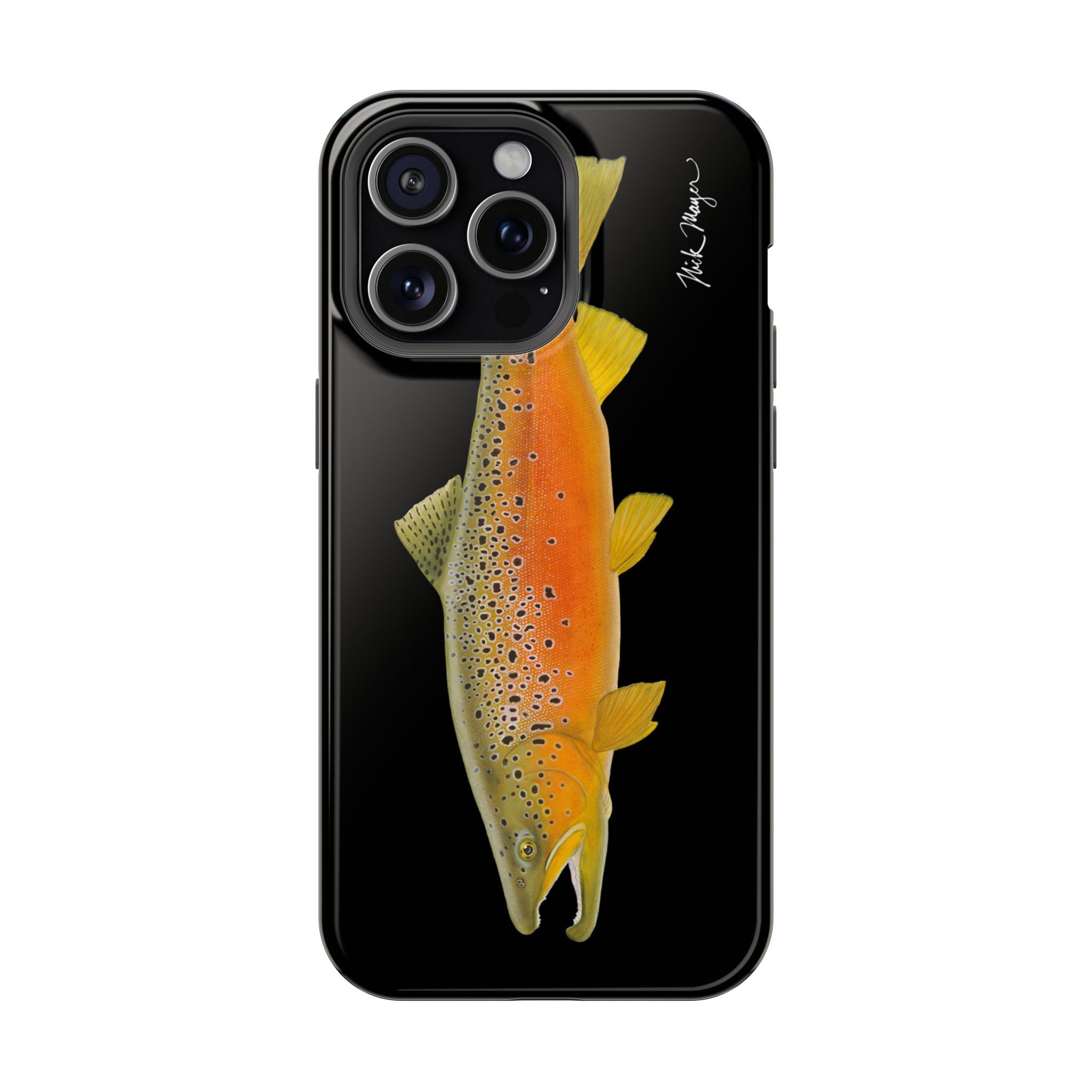 Brown Trout 2 Black MagSafe iPhone Case, NEW for Holiday 2025!