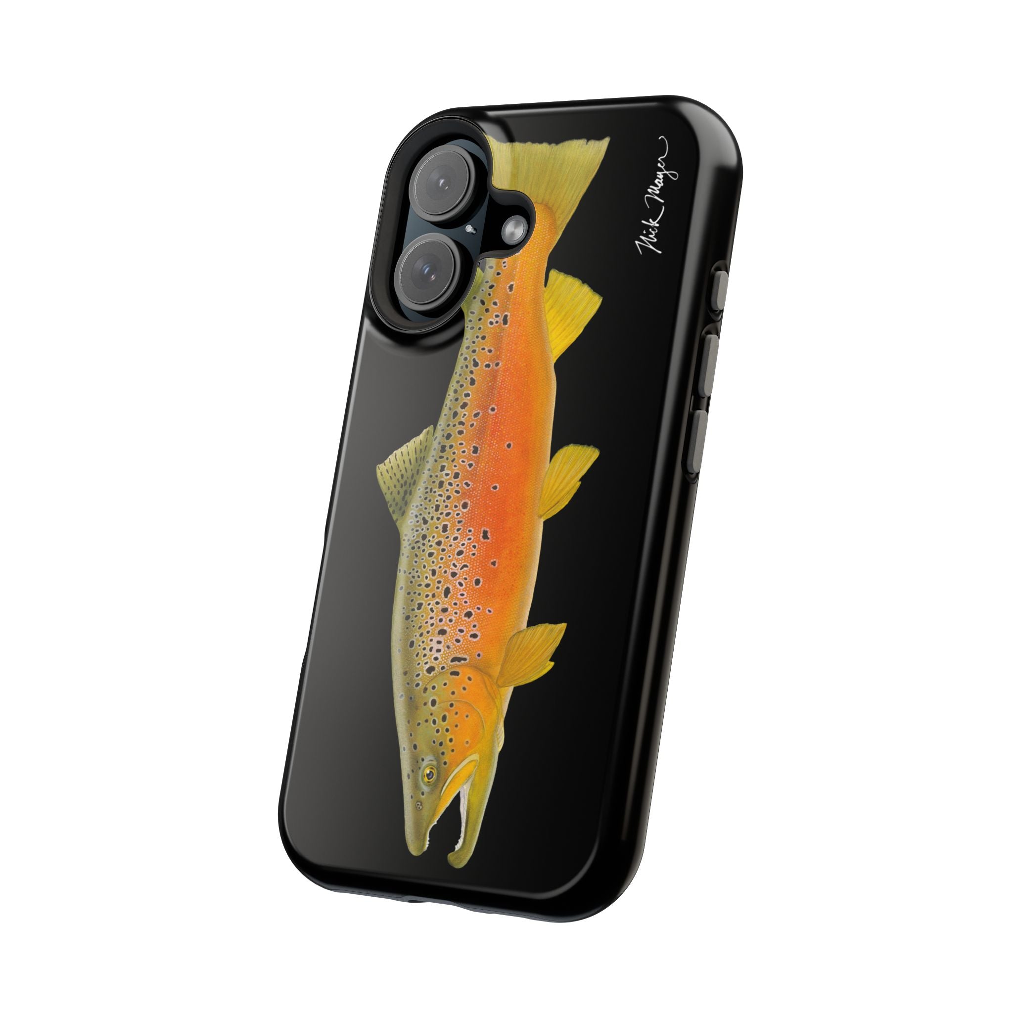 Brown Trout 2 Black MagSafe iPhone Case, NEW for Holiday 2025!