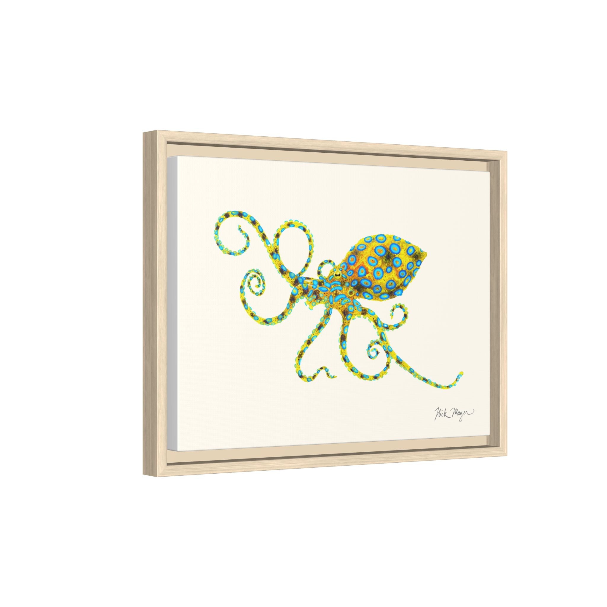Blue Ringed Octopus Framed Canvas Print Printify