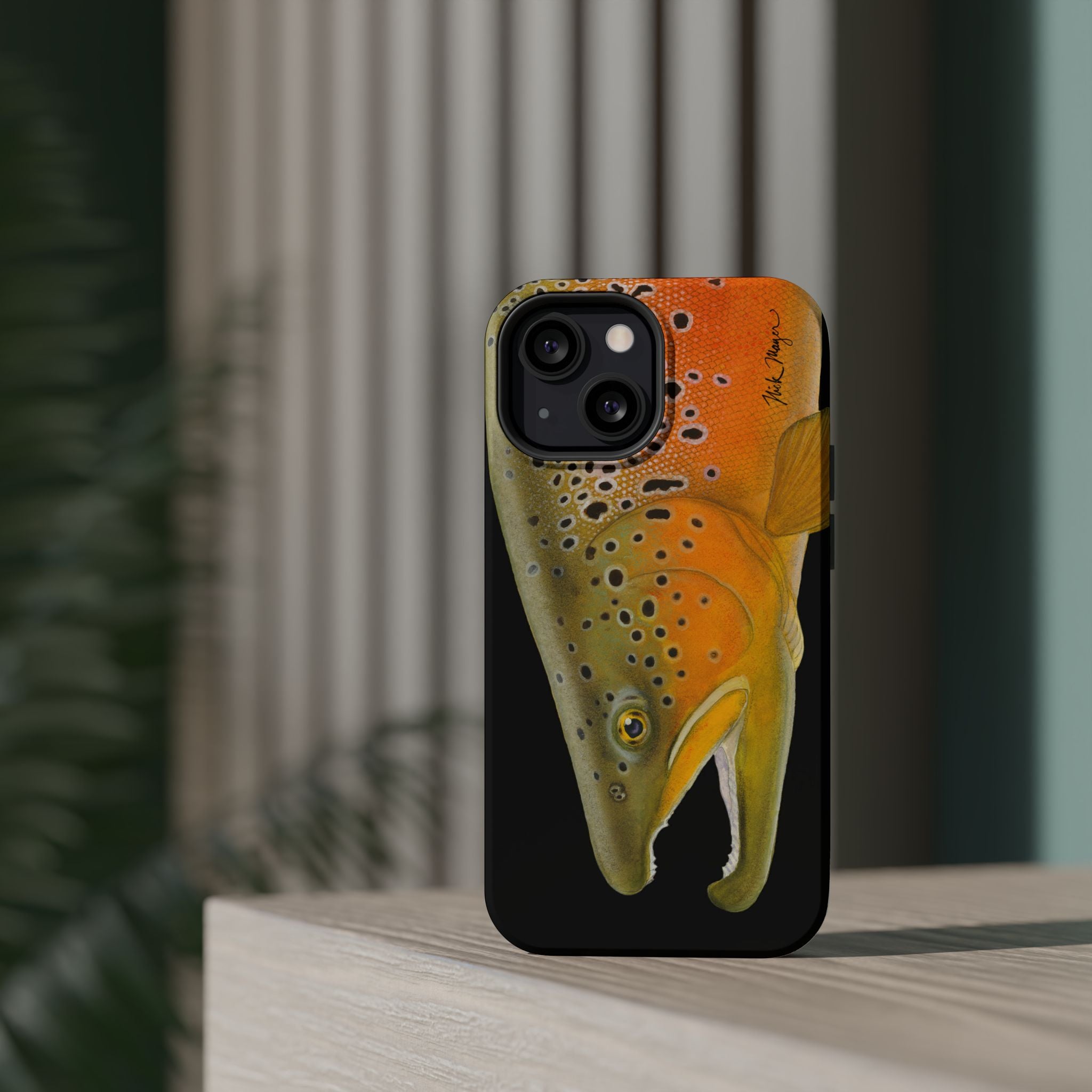 Brown Trout 2 Black MagSafe iPhone Case