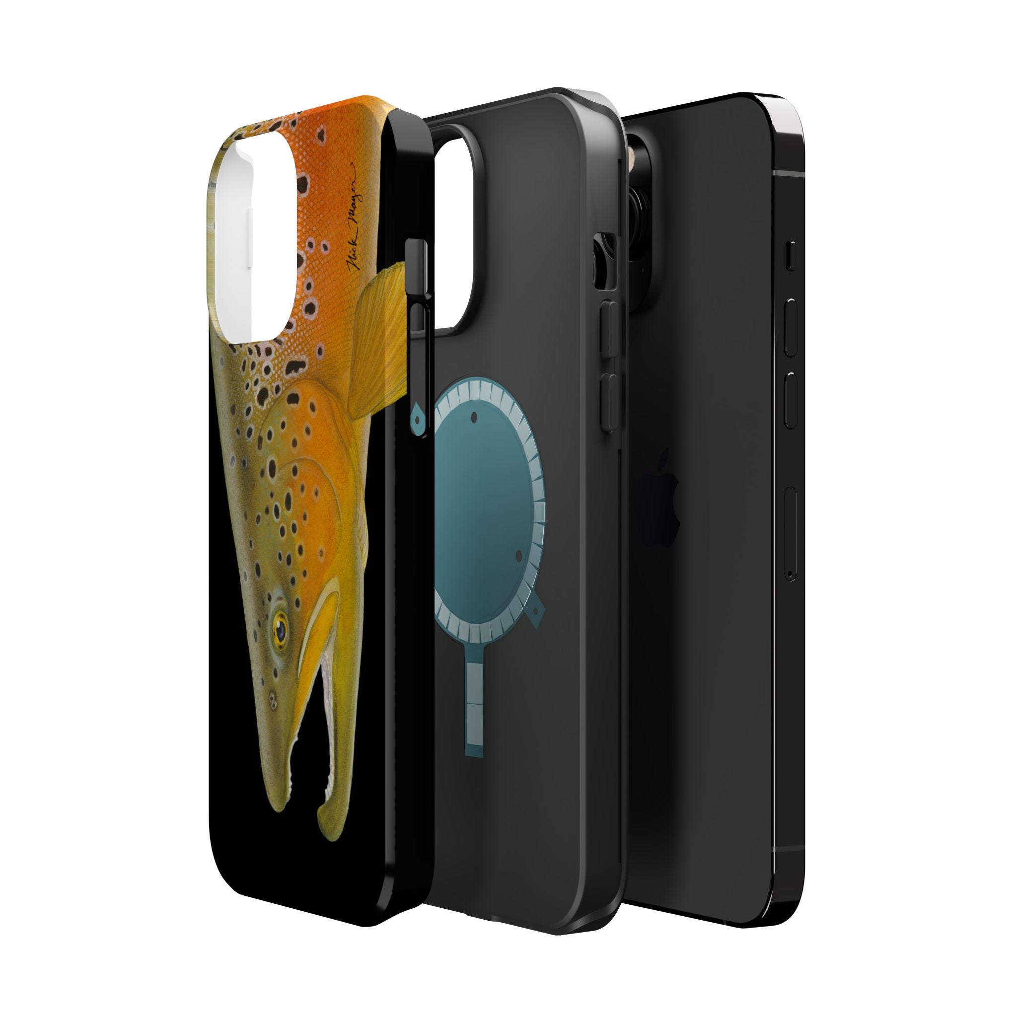 Brown Trout 2 Black MagSafe iPhone Case