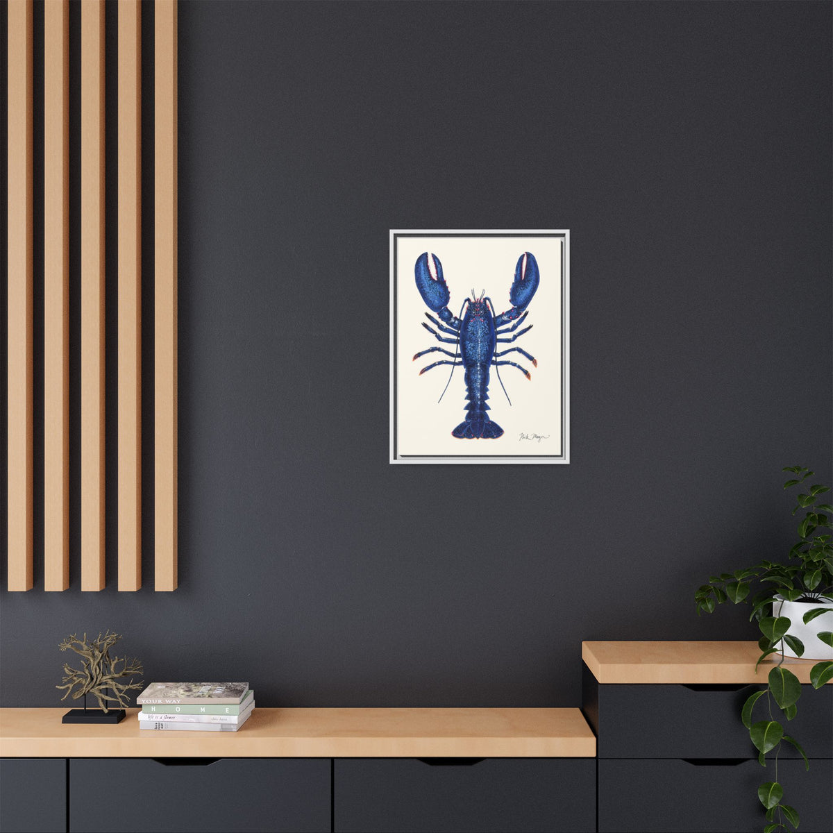Blue Lobster II Framed Canvas Print Printify