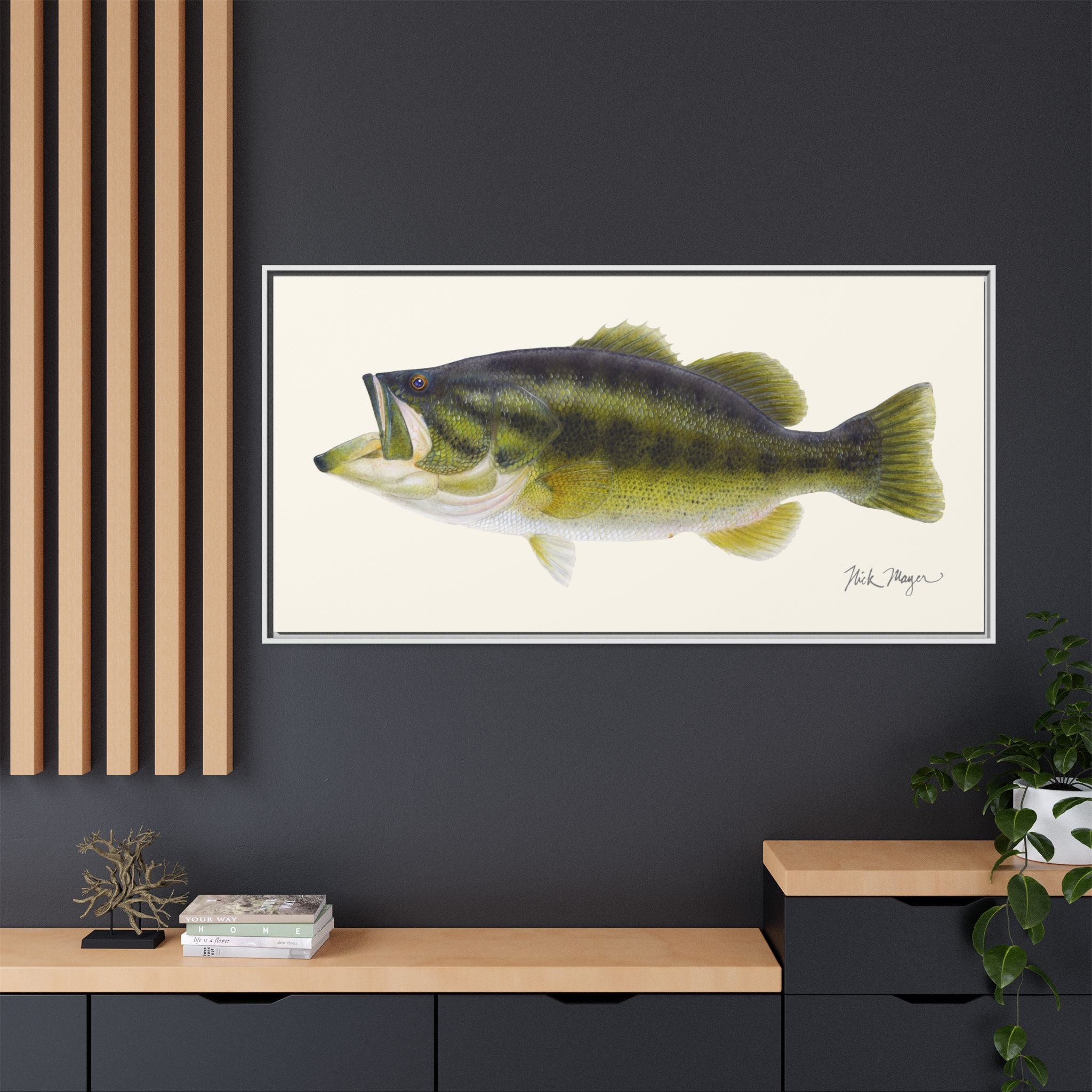 Largemouth Bass I Framed Canvas Print Printify