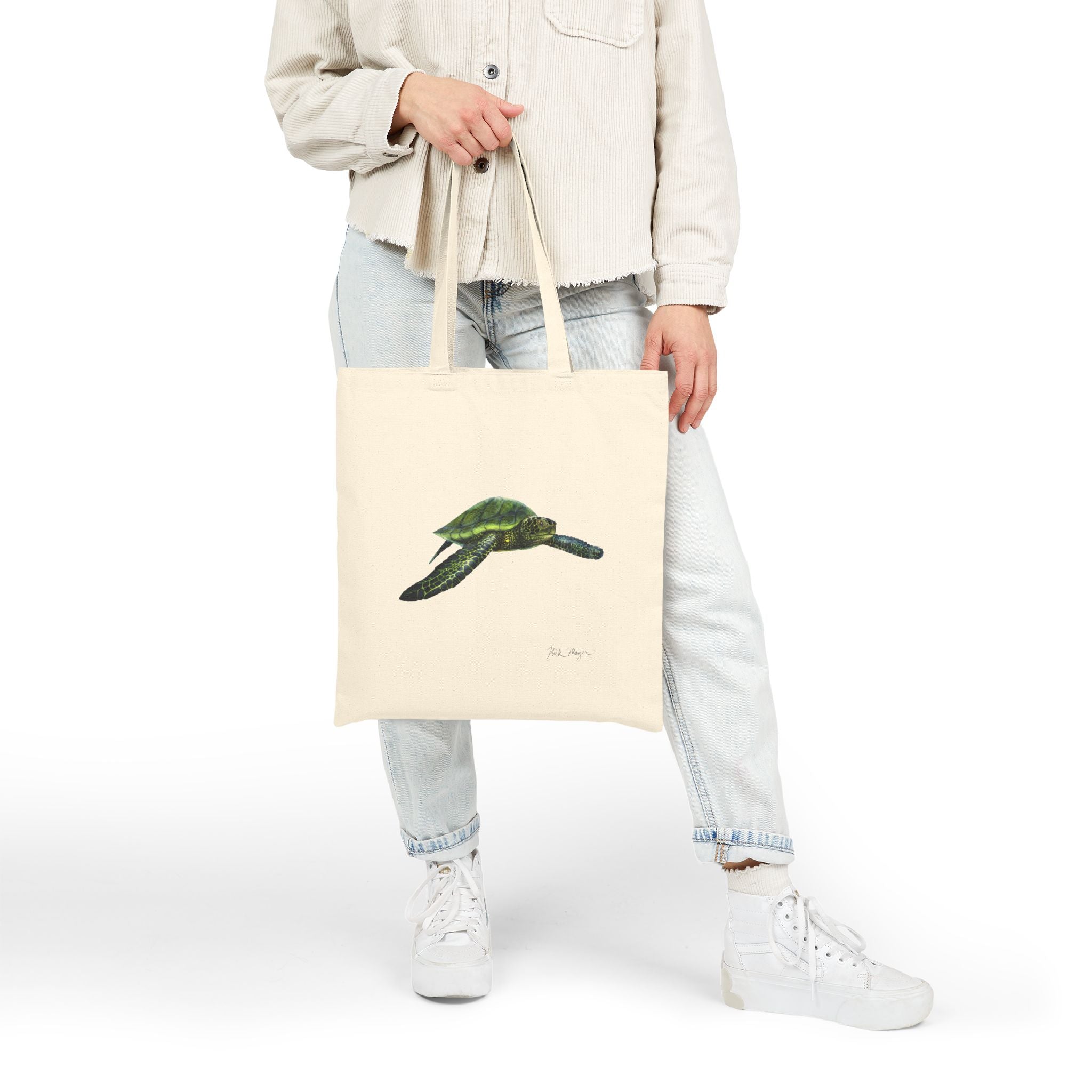 Green Sea Turtle I Cotton Canvas Tote Bag