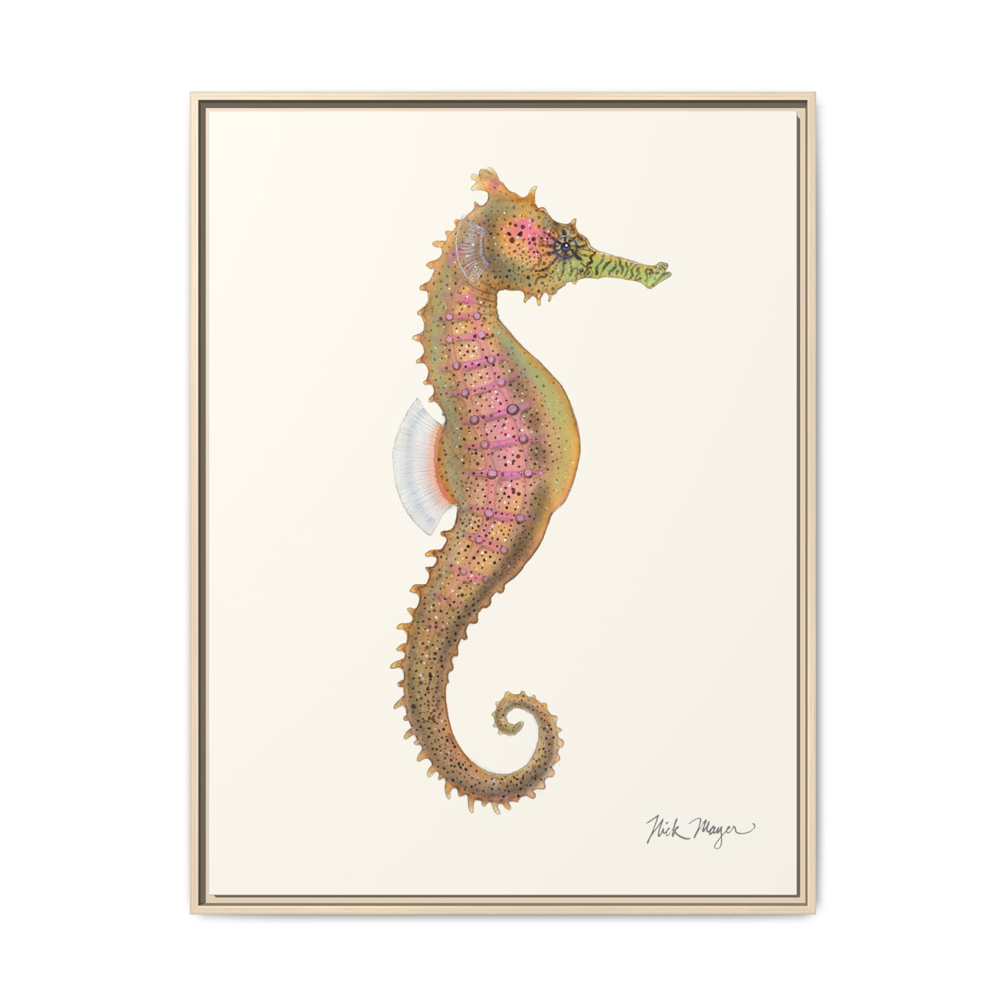 Estuary Seahorse Framed Canvas Print Printify