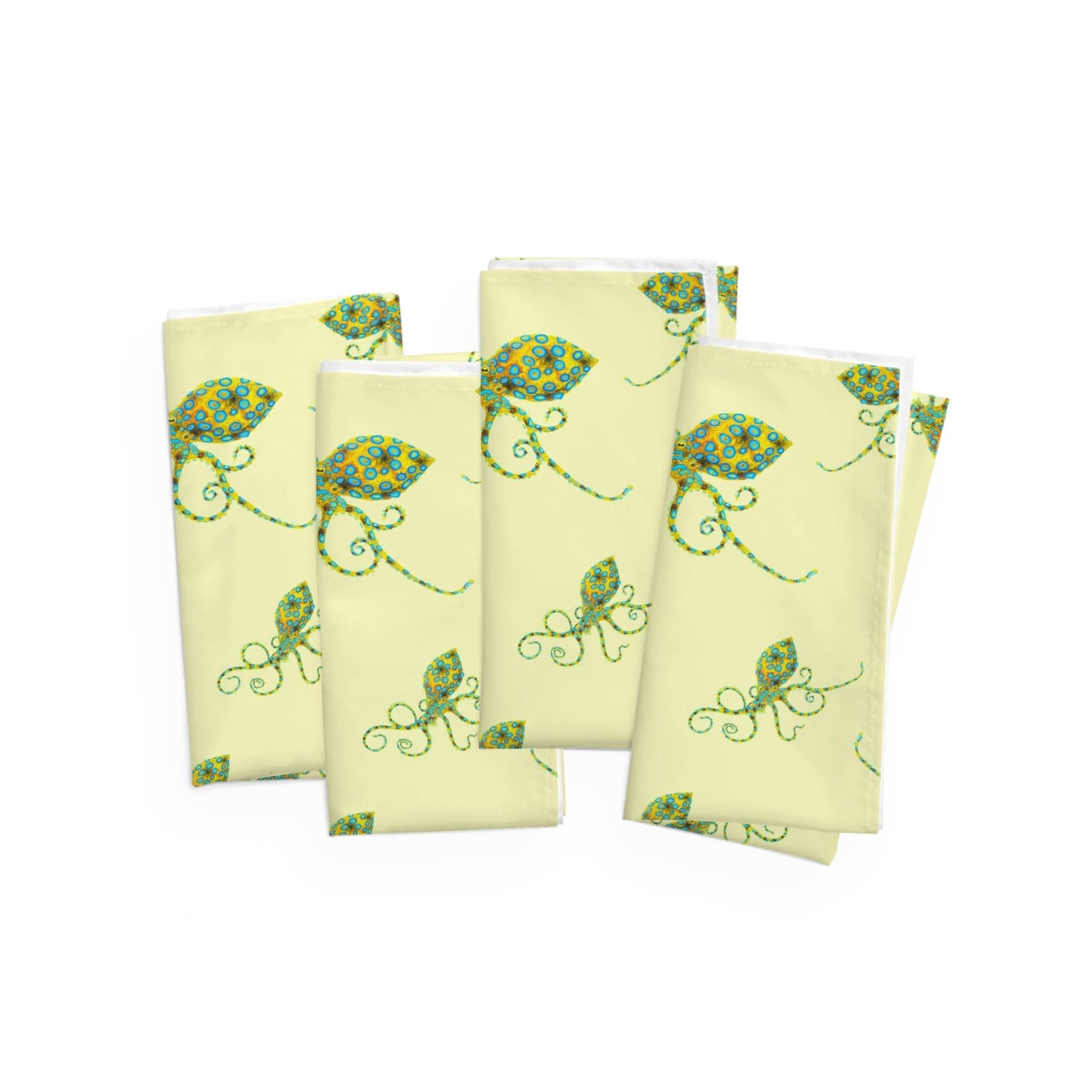 Yellow Octopus 4 Piece Napkin Set