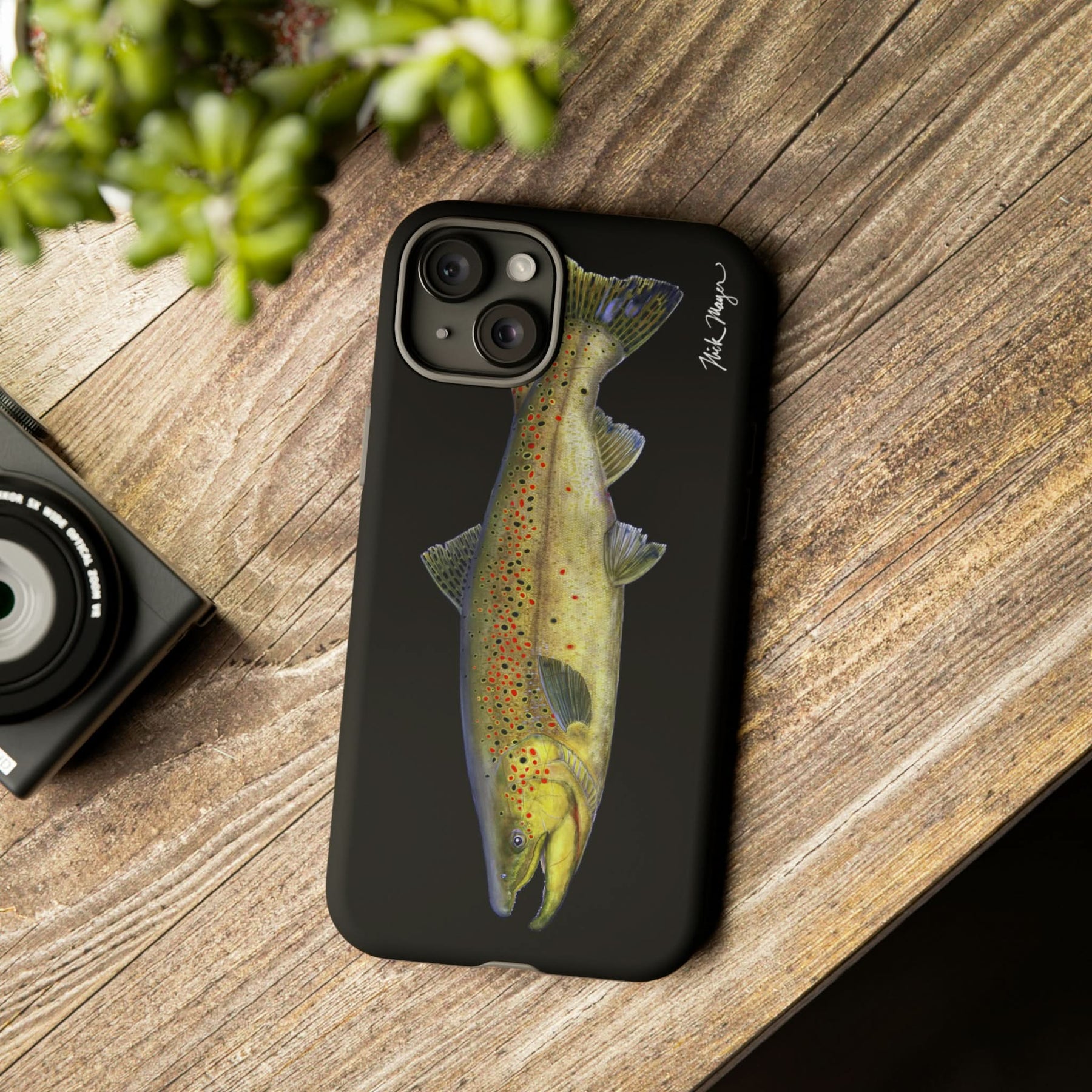 Brown Trout Black iPhone 15 Case