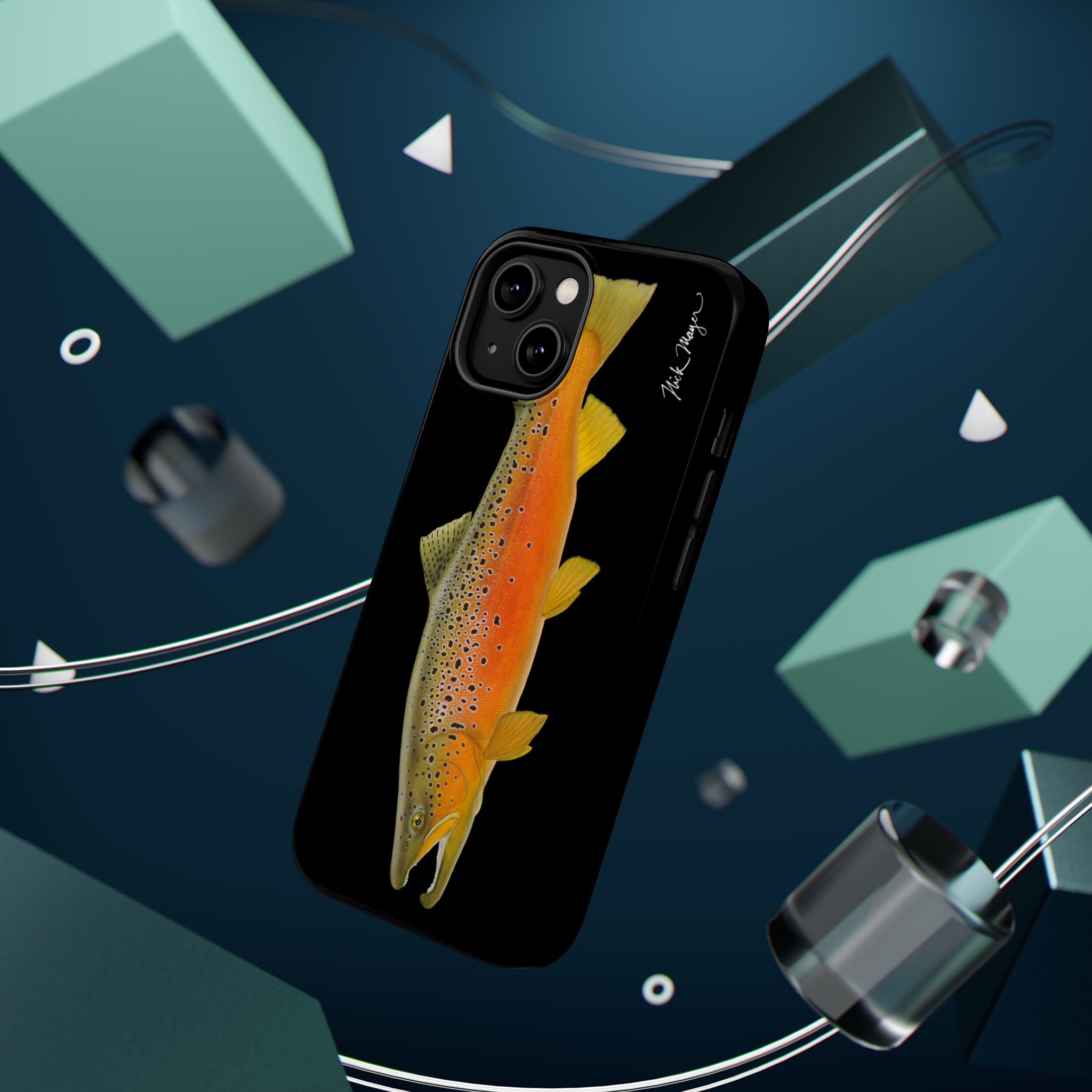 Brown Trout 2 Black MagSafe iPhone Case, NEW for Holiday 2025!