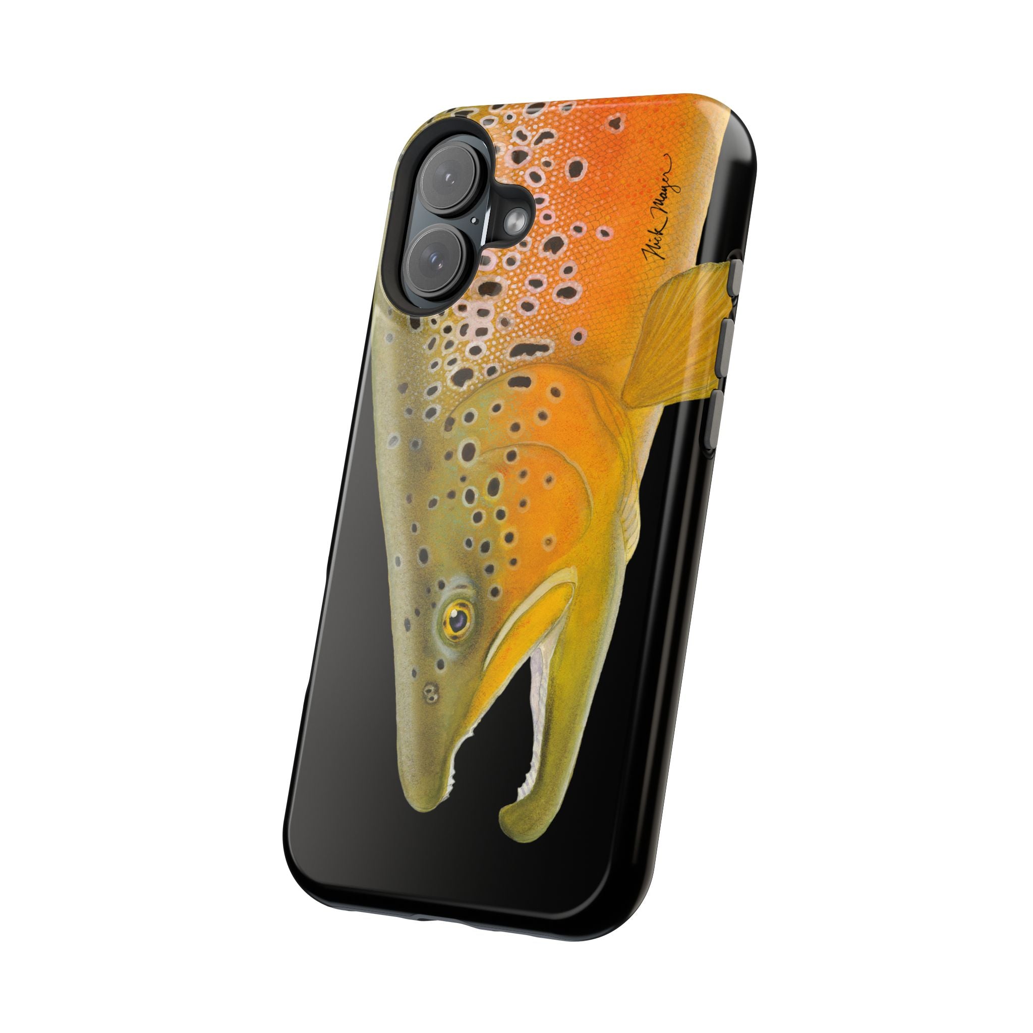 Brown Trout 2 Black MagSafe iPhone Case