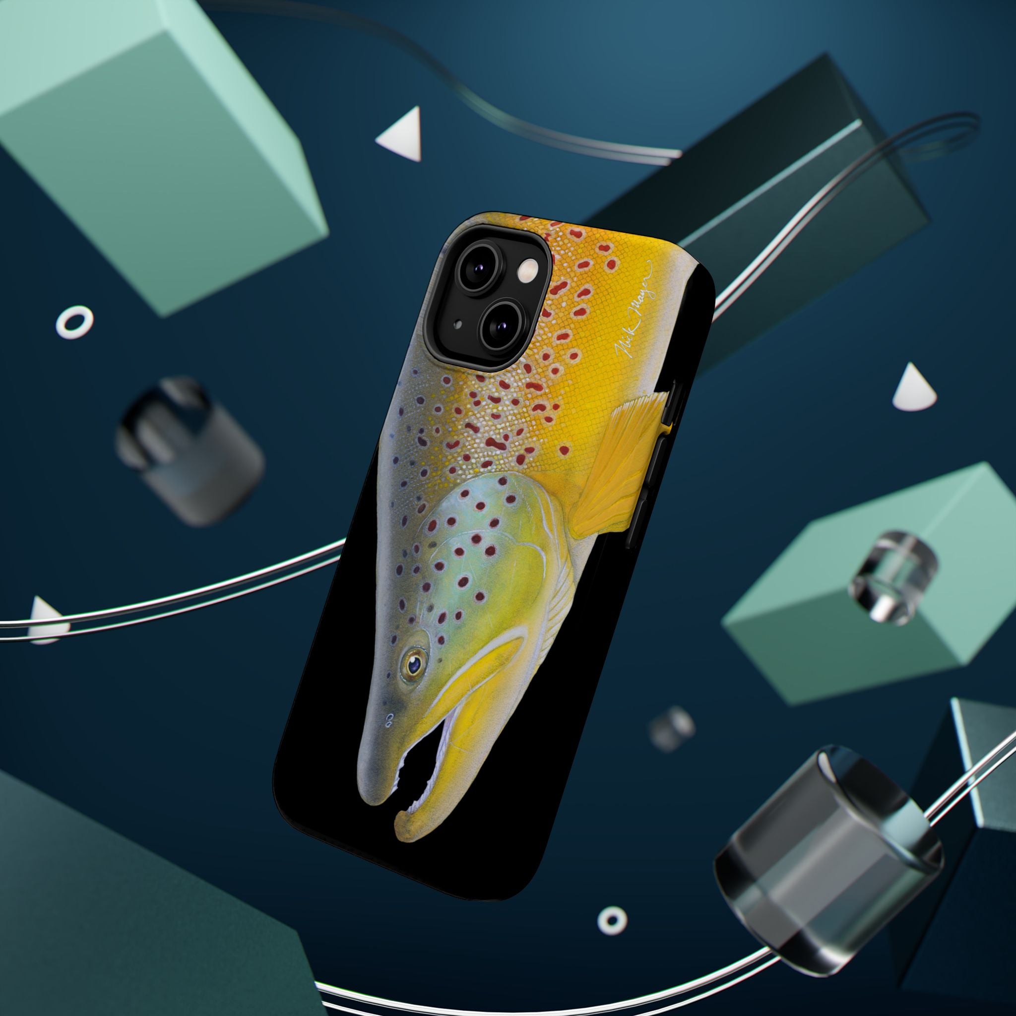 Brown Trout 3 Face Black MagSafe iPhone Case