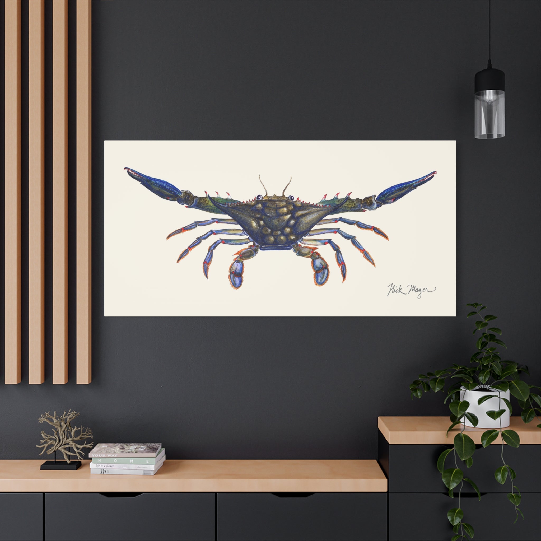 Blue Crab Claws Out Canvas Print
