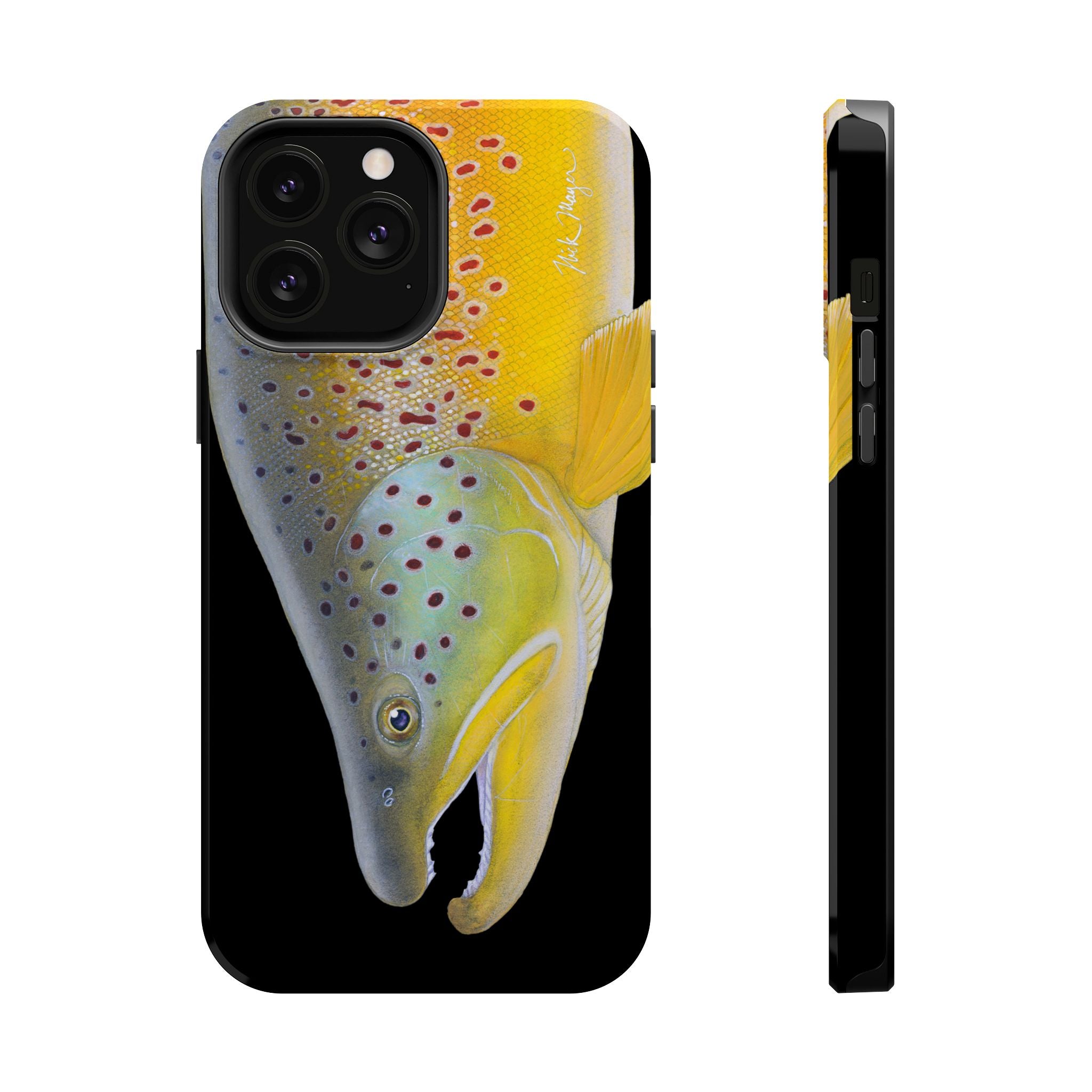 Brown Trout 3 Face Black MagSafe iPhone Case