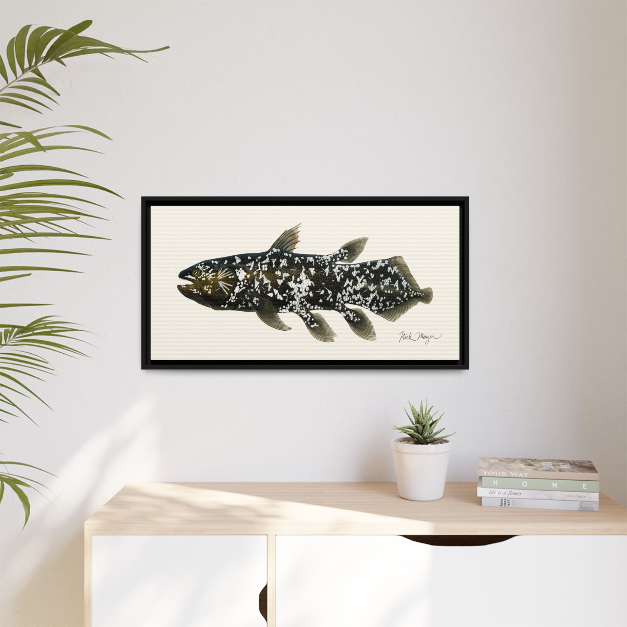 Coelacanth Framed Canvas Print Printify