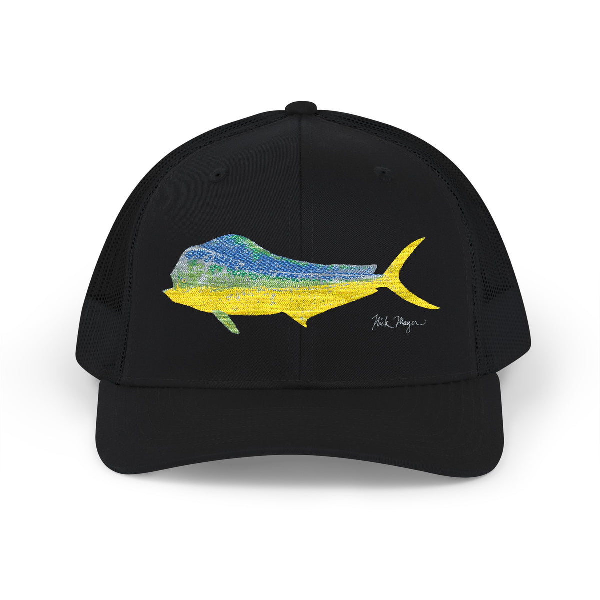 Bull Mahi Embroidered Snapback Trucker Hat Printify