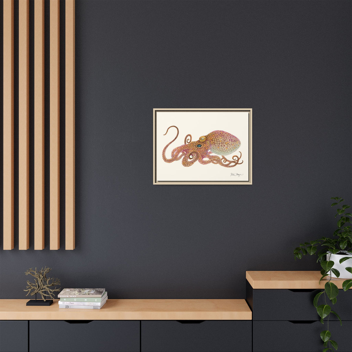 Two Spot Octopus Framed Canvas Print Printify