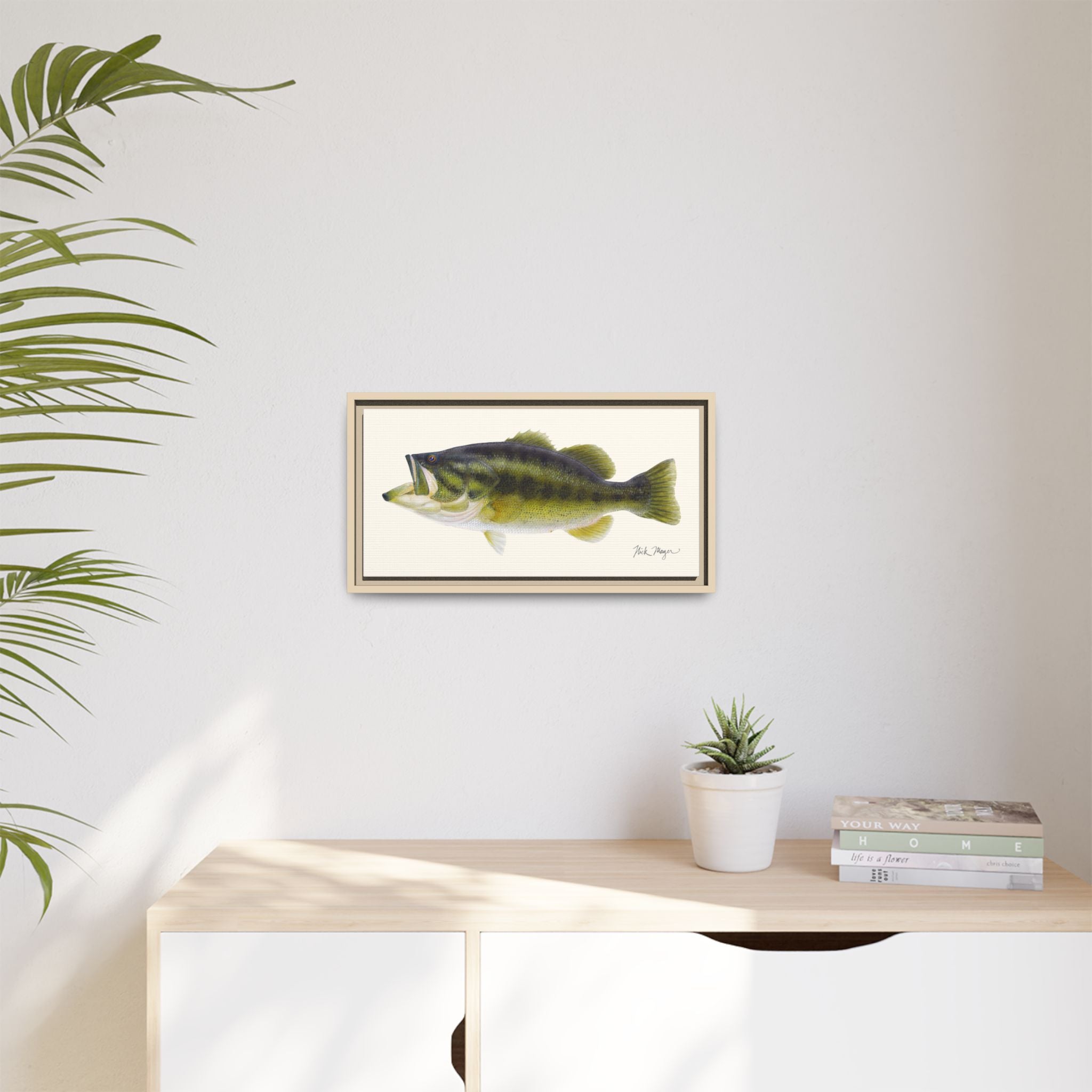Largemouth Bass I Framed Canvas Print Printify