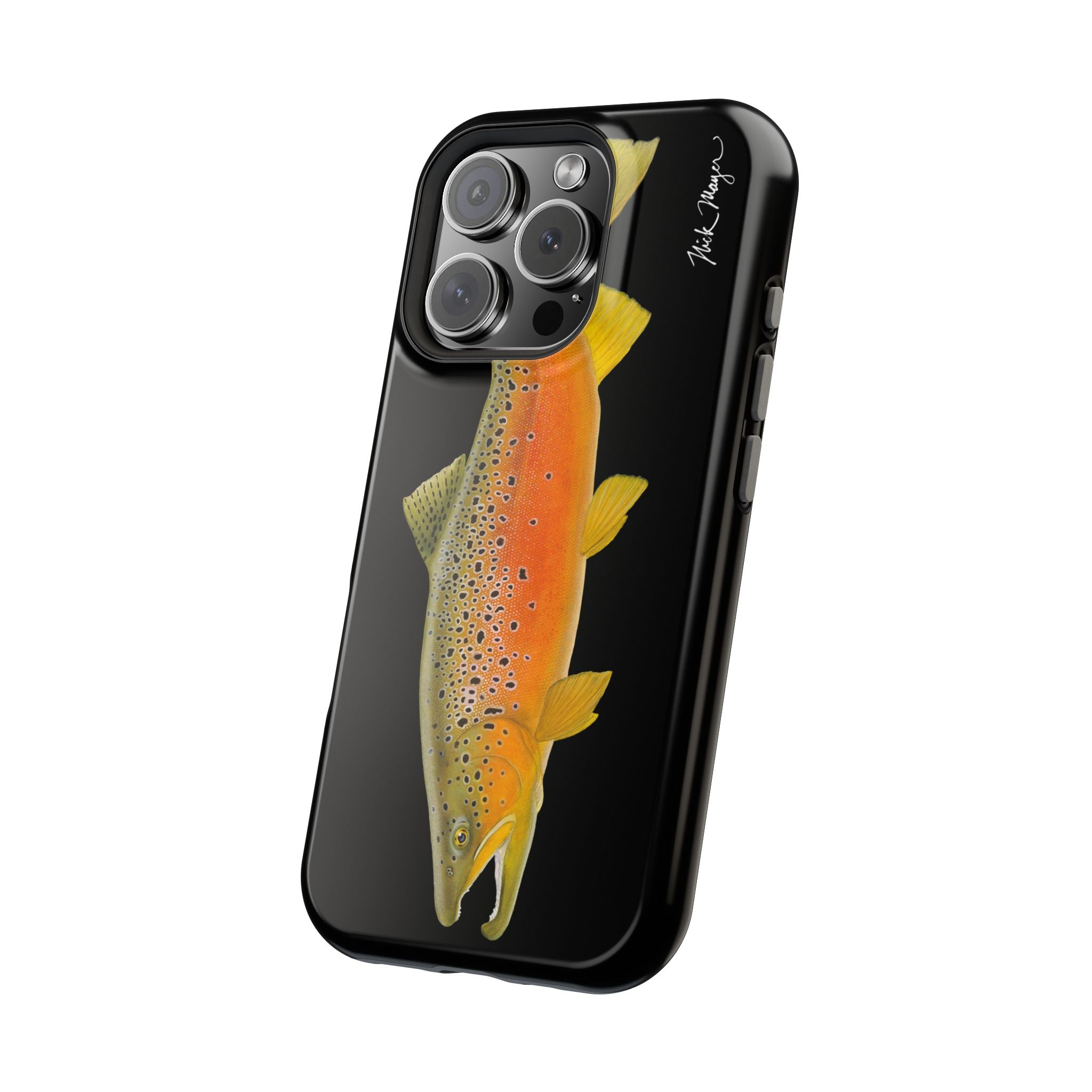 Brown Trout 2 Black MagSafe iPhone Case, NEW for Holiday 2025!