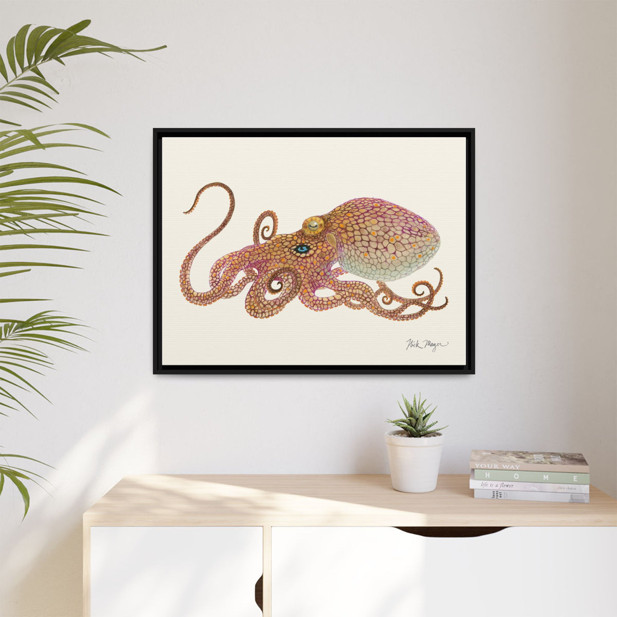 Two Spot Octopus Framed Canvas Print Printify