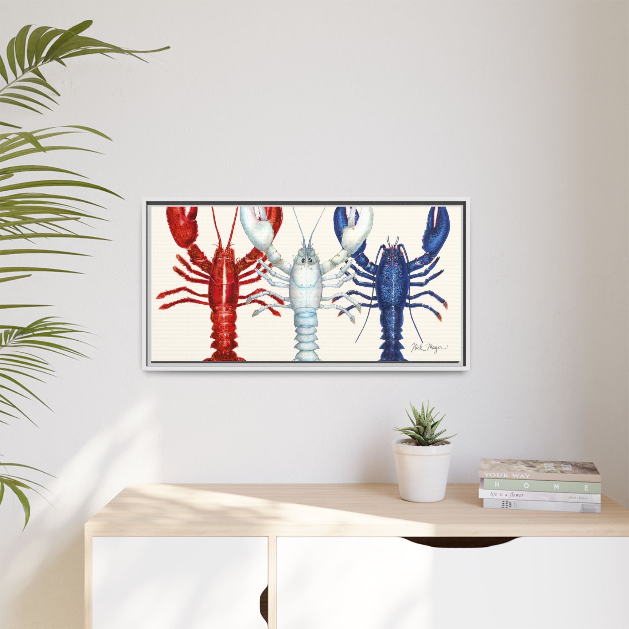 American Lobsters Trio Framed Canvas Print Printify