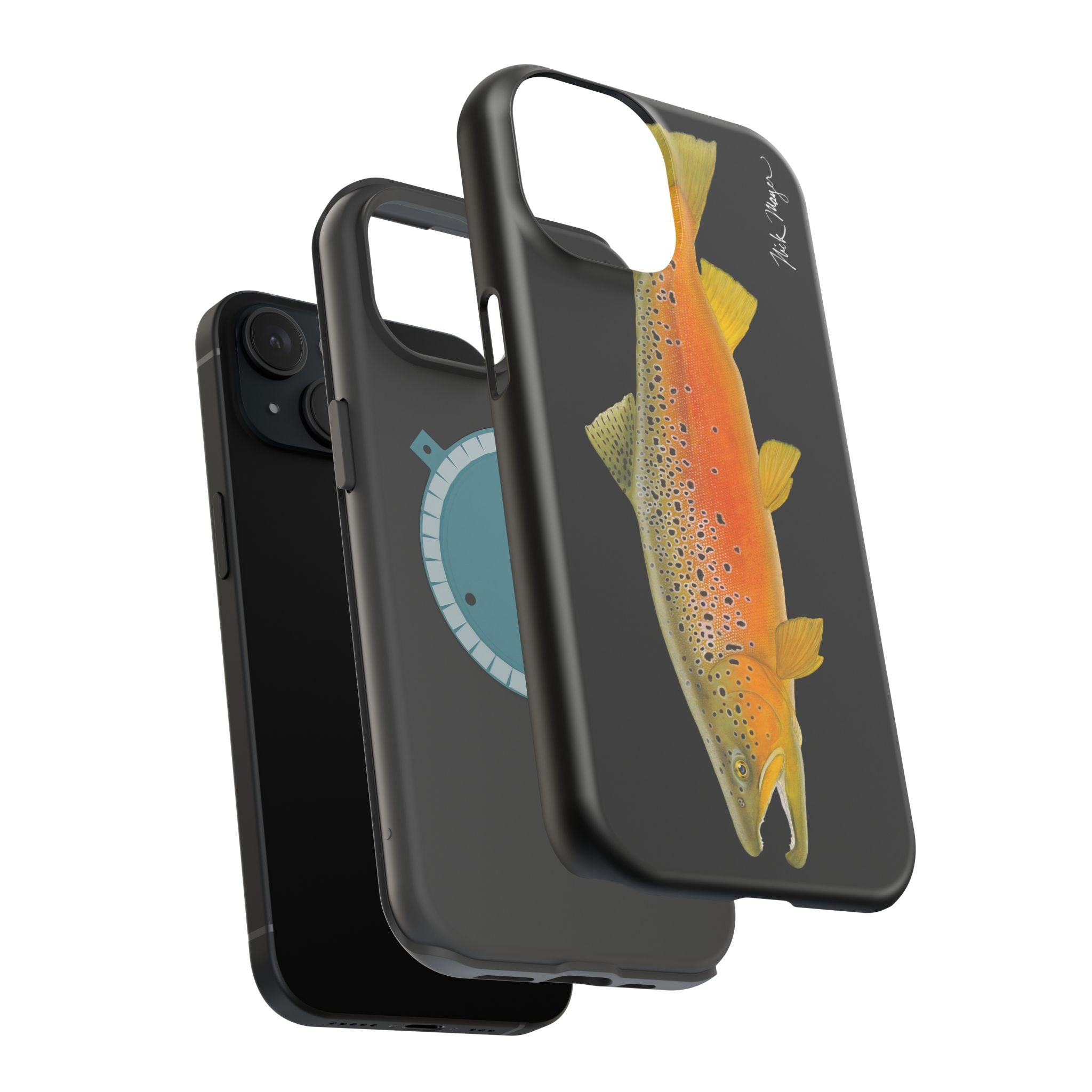 Brown Trout 2 Black MagSafe iPhone Case, NEW for Holiday 2025!