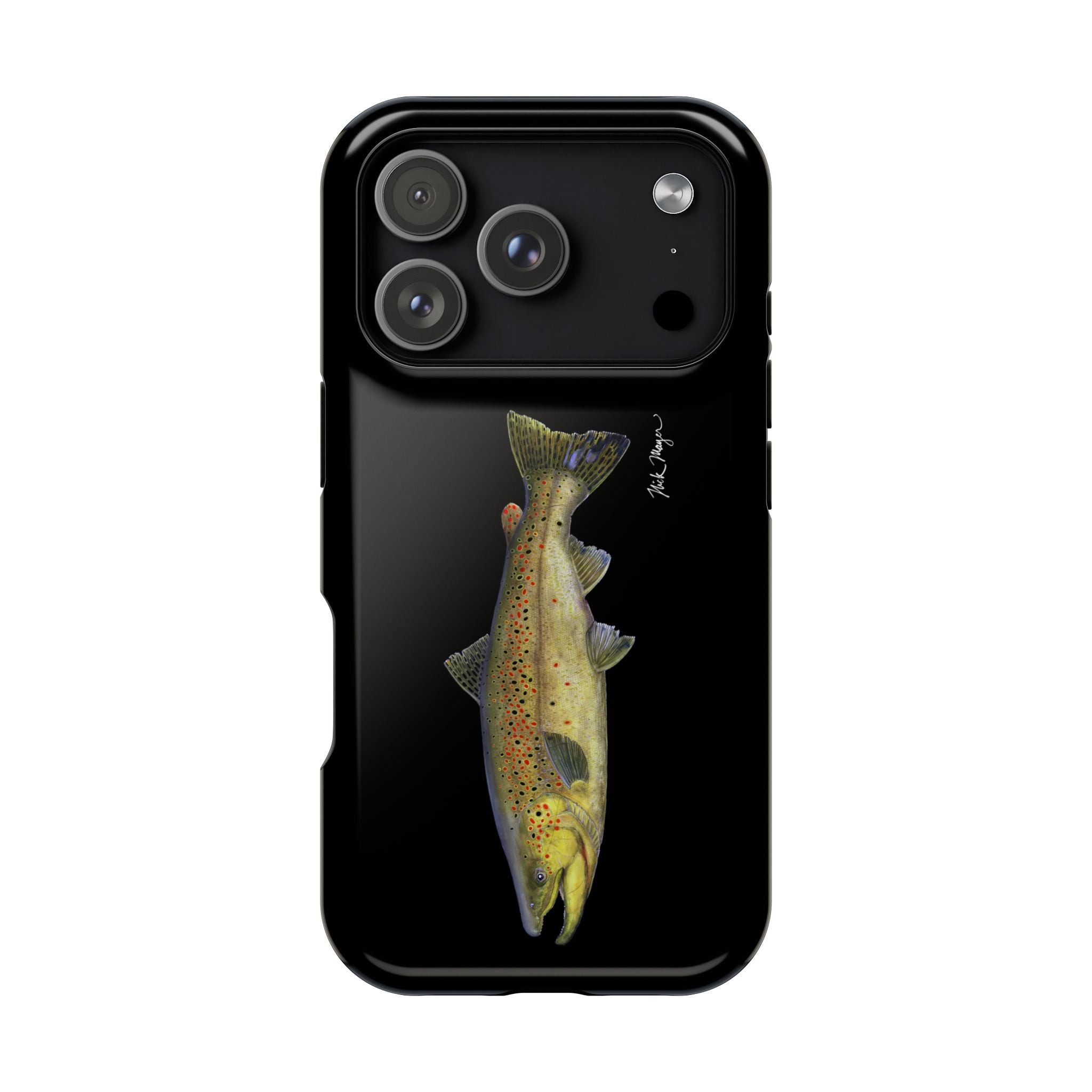 Brown Trout MagSafe Black iPhone Case