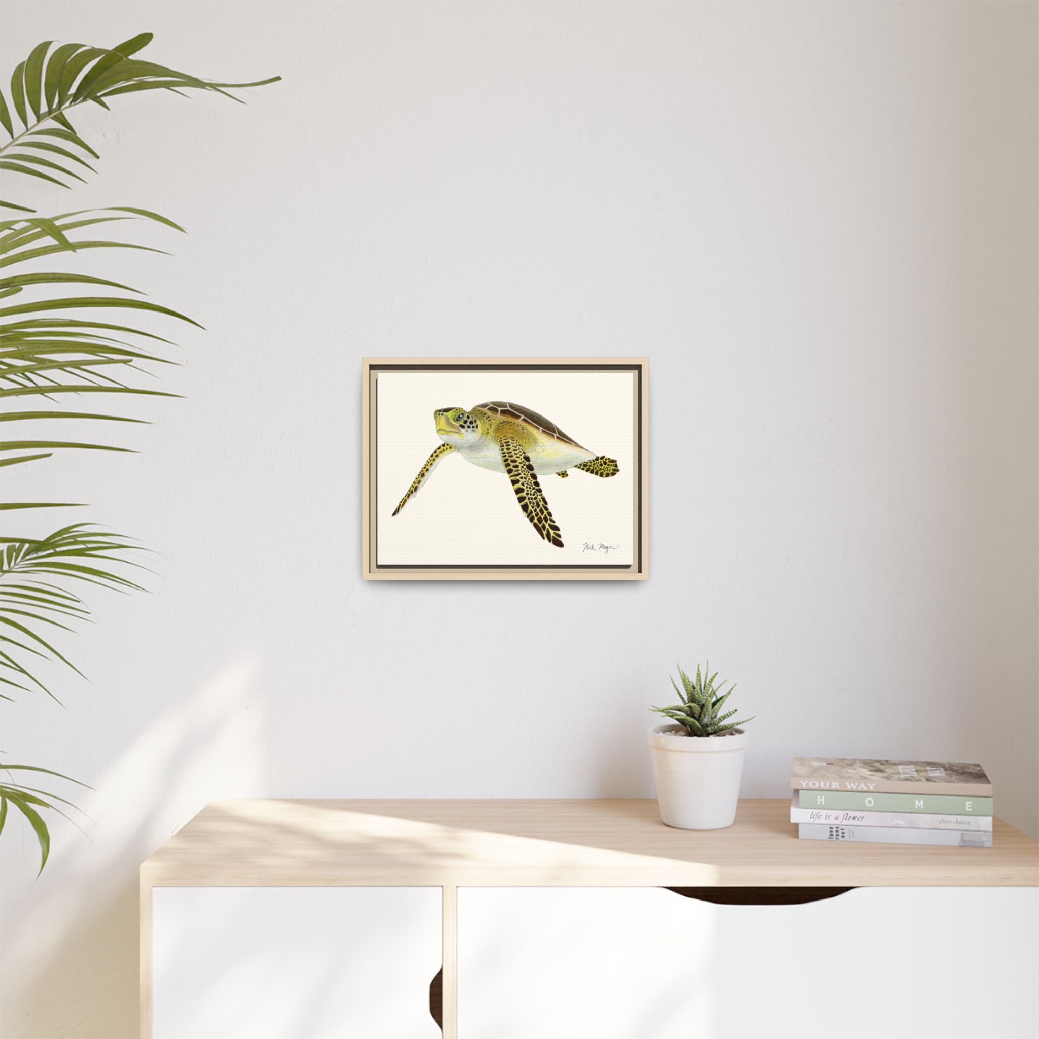Green Sea Turtle III Framed Canvas Print Printify